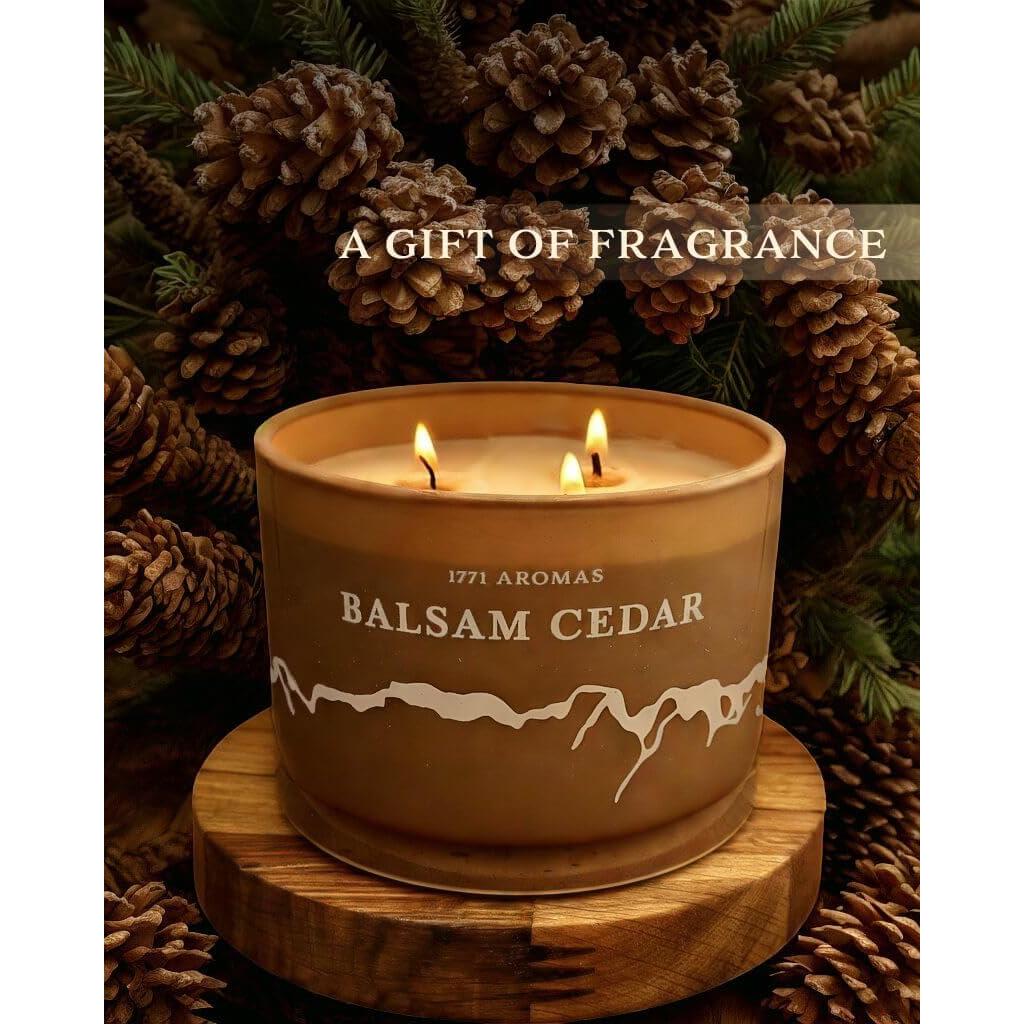 Vela Aromática de Cedro Balsámico 1771 Aromas - 3 Mechas - 100% Cera de Soja - 40 Horas de Quema