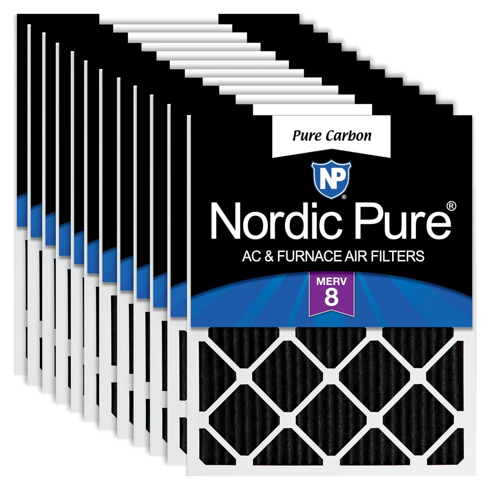 Filtros de Aire Nordic Pure 16x25x1 Carbono Plegados 12 Paquete