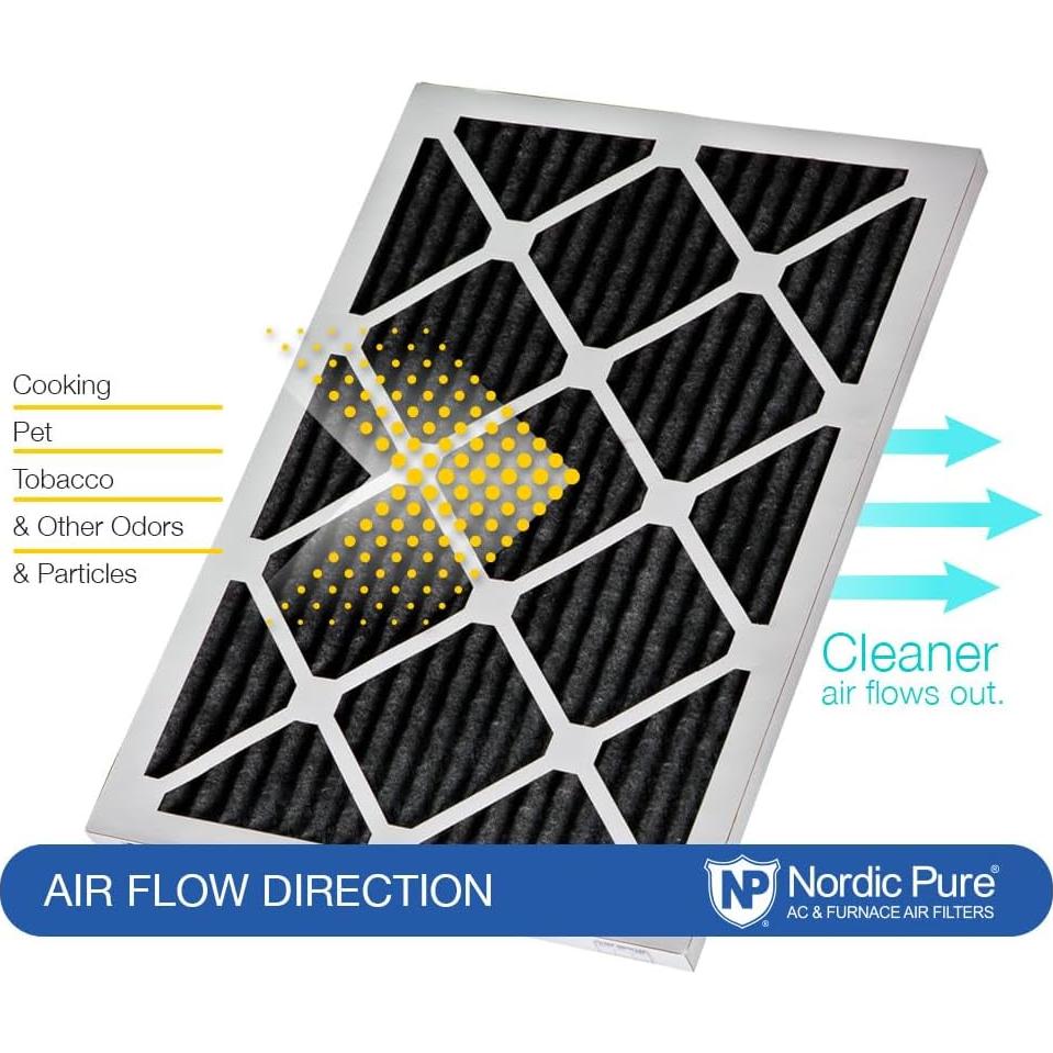 Filtros de Aire Nordic Pure 20x25x1 Carbono Puro 12 Paquete