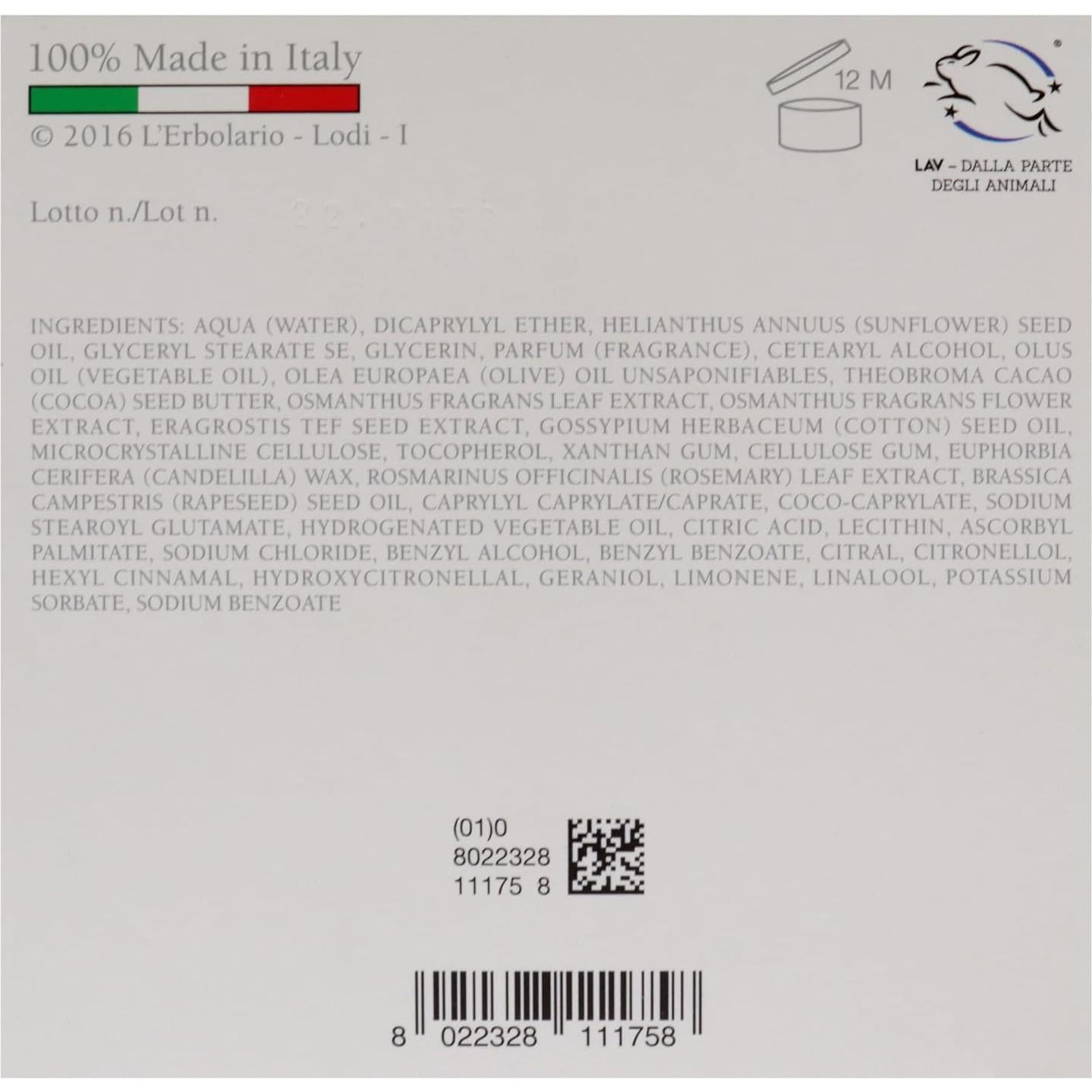 Crema Corporal Hidratante L'Erbolario Osmanthus 190 g