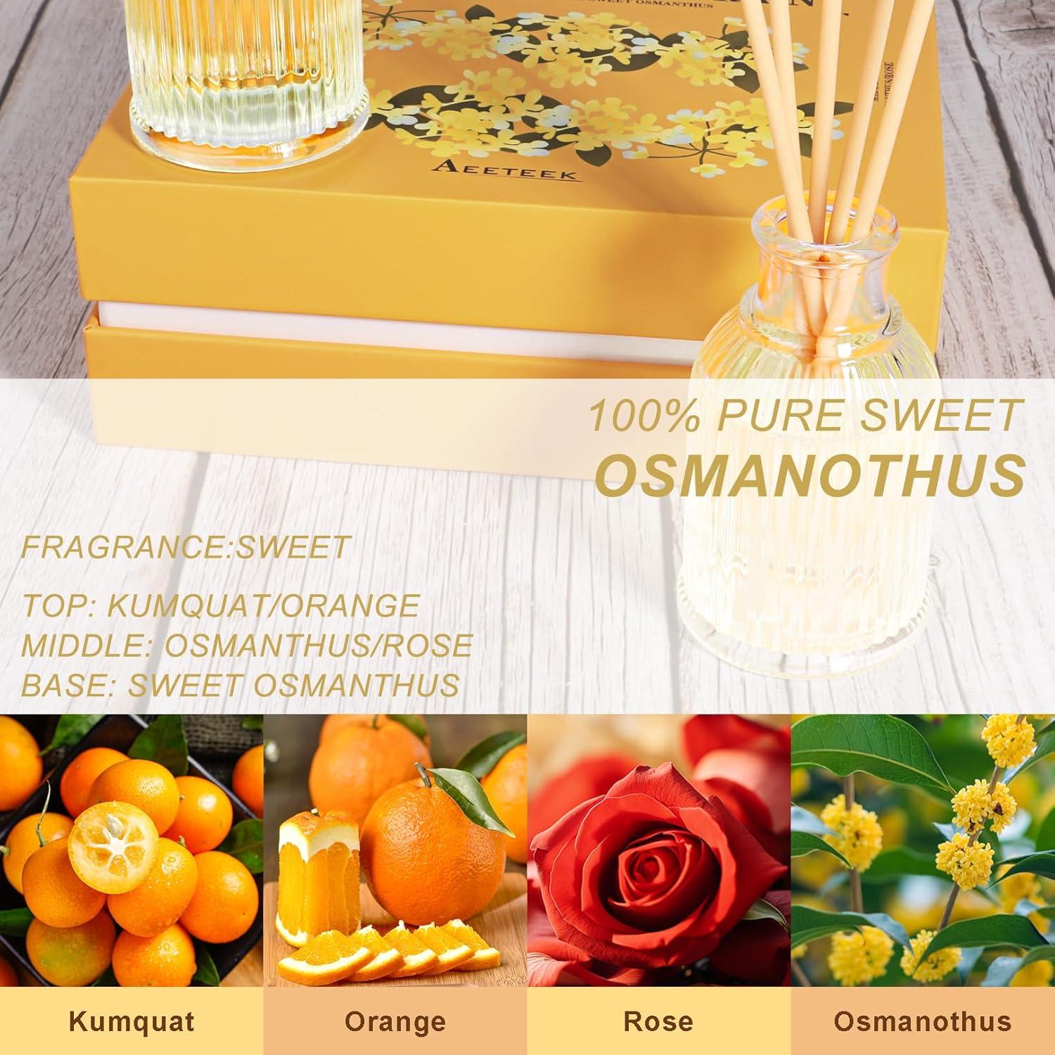 Juego de Difusor de Varilla Aeeteek 2 Paquetes Osmanthus 200ml