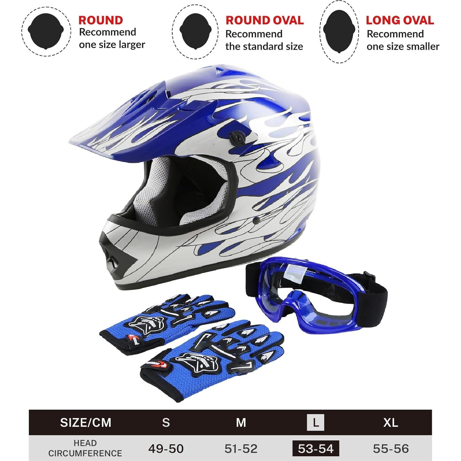 Casco SLMOTO ATV para Jóvenes Llama Azul Grande DOT