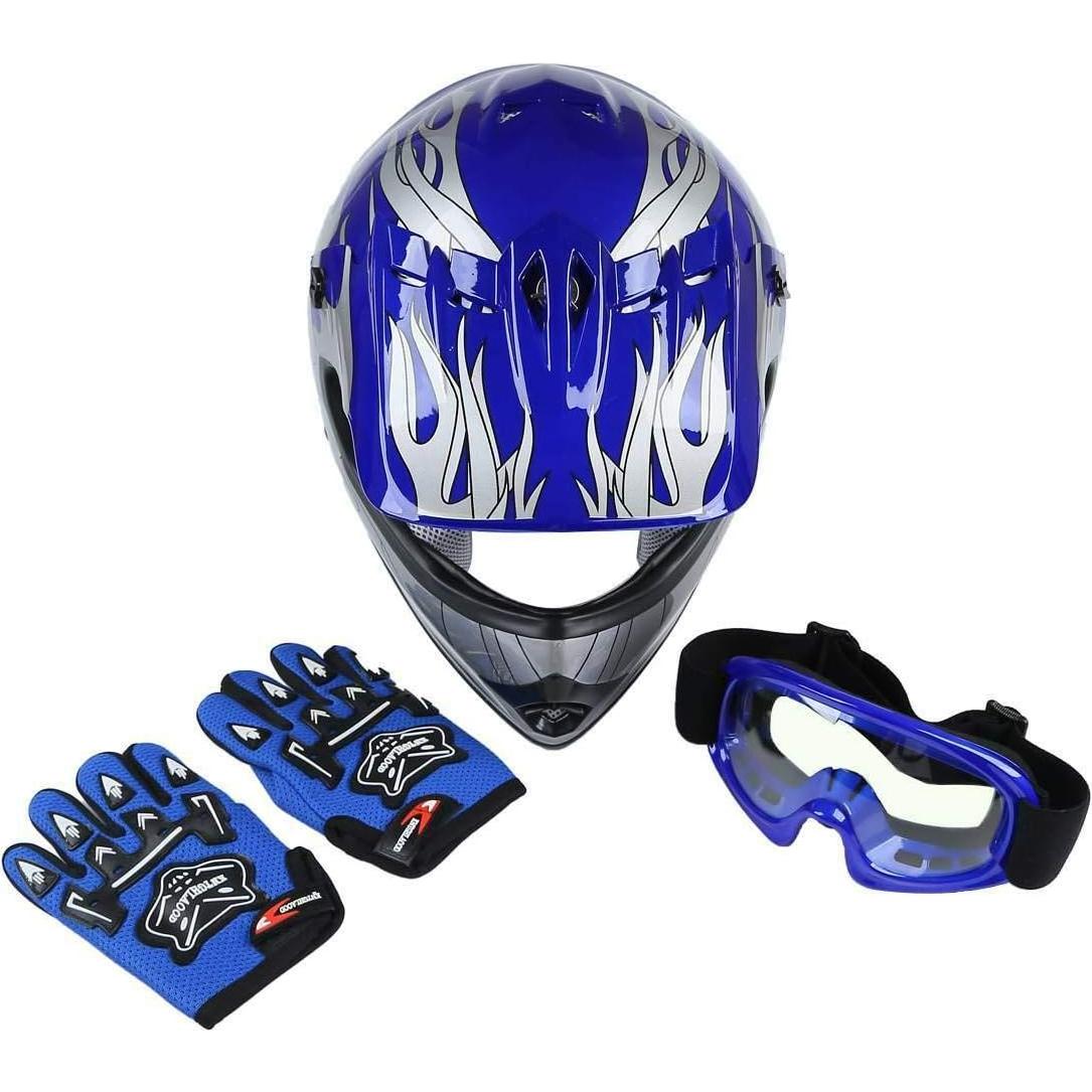 Casco SLMOTO ATV para Jóvenes Llama Azul Grande DOT