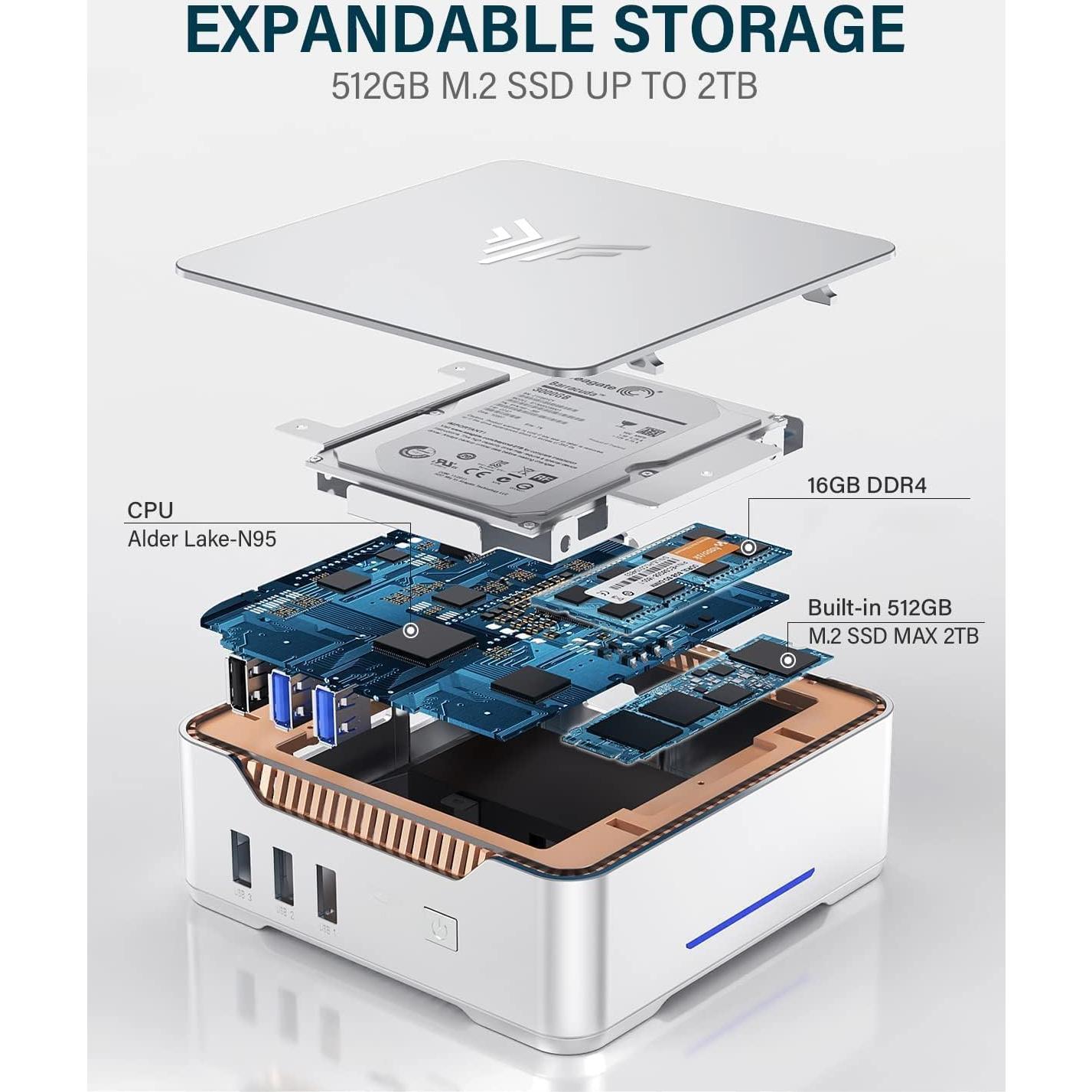 Mini PC KAMRUI GK3Plus, 16GB RAM, 512GB SSD, 4K UHD