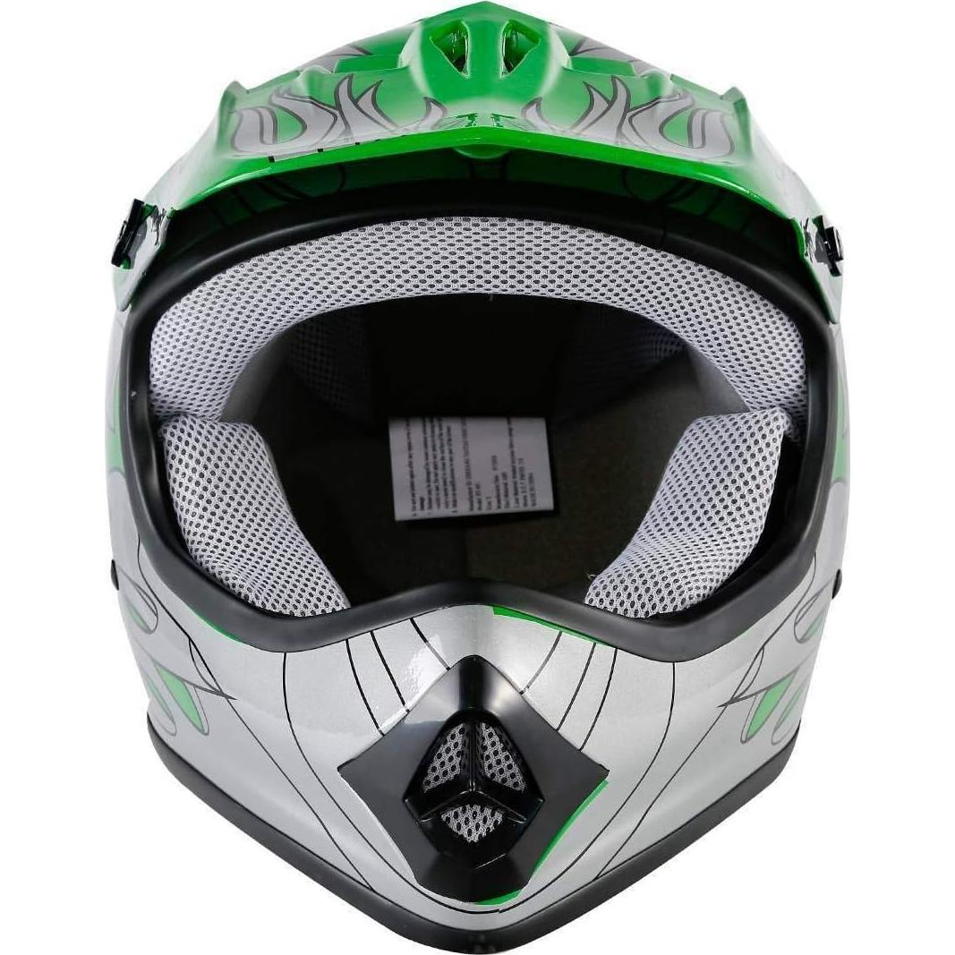 Casco de Motocross SLMOTO para Niños Llama Verde Pequeño