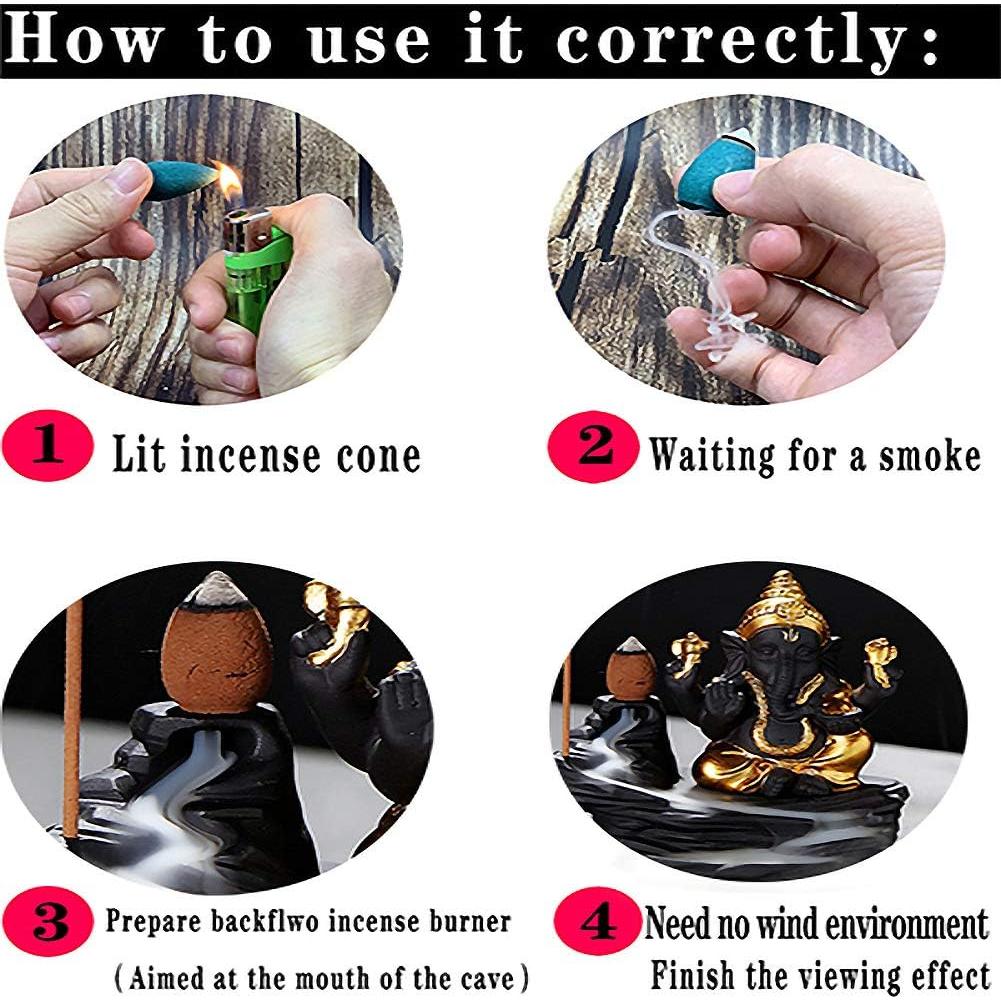 Quemador de Incienso de Retroceso Ganesha Cerámica 10.4cm