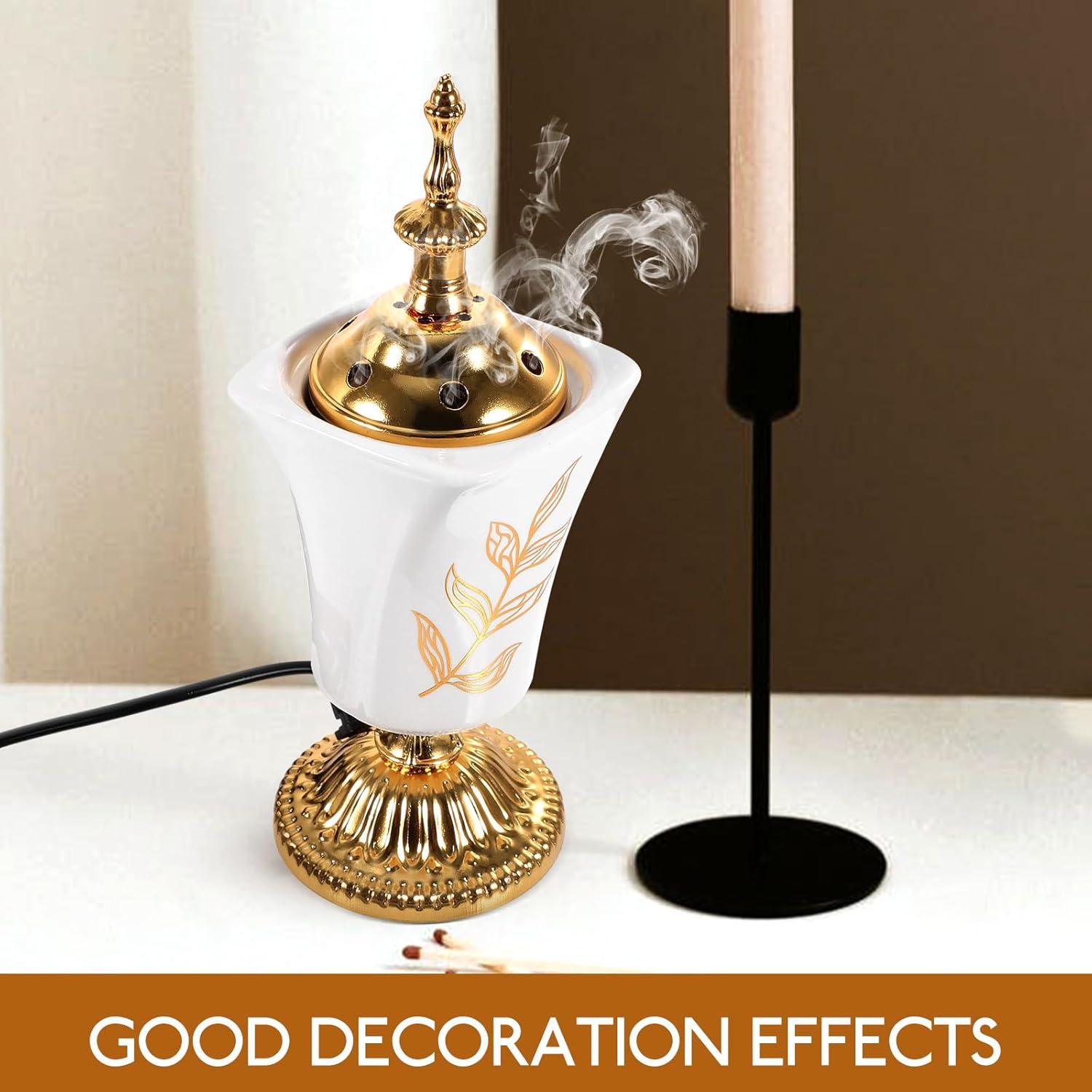 Quemador de Incienso Eléctrico HOMSFOU Cerámica y Metal 20x7cm