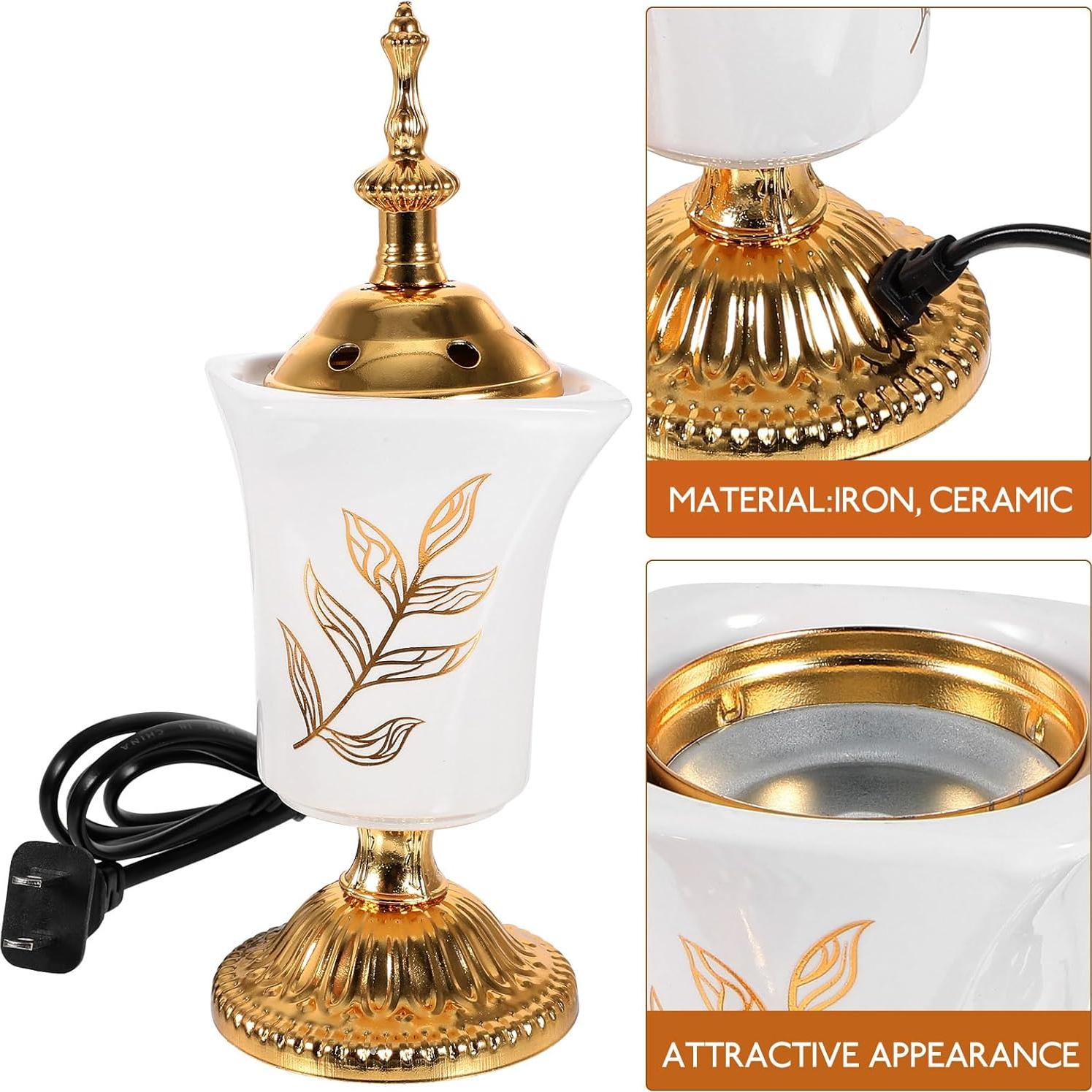 Quemador de Incienso Eléctrico HOMSFOU Cerámica y Metal 20x7cm