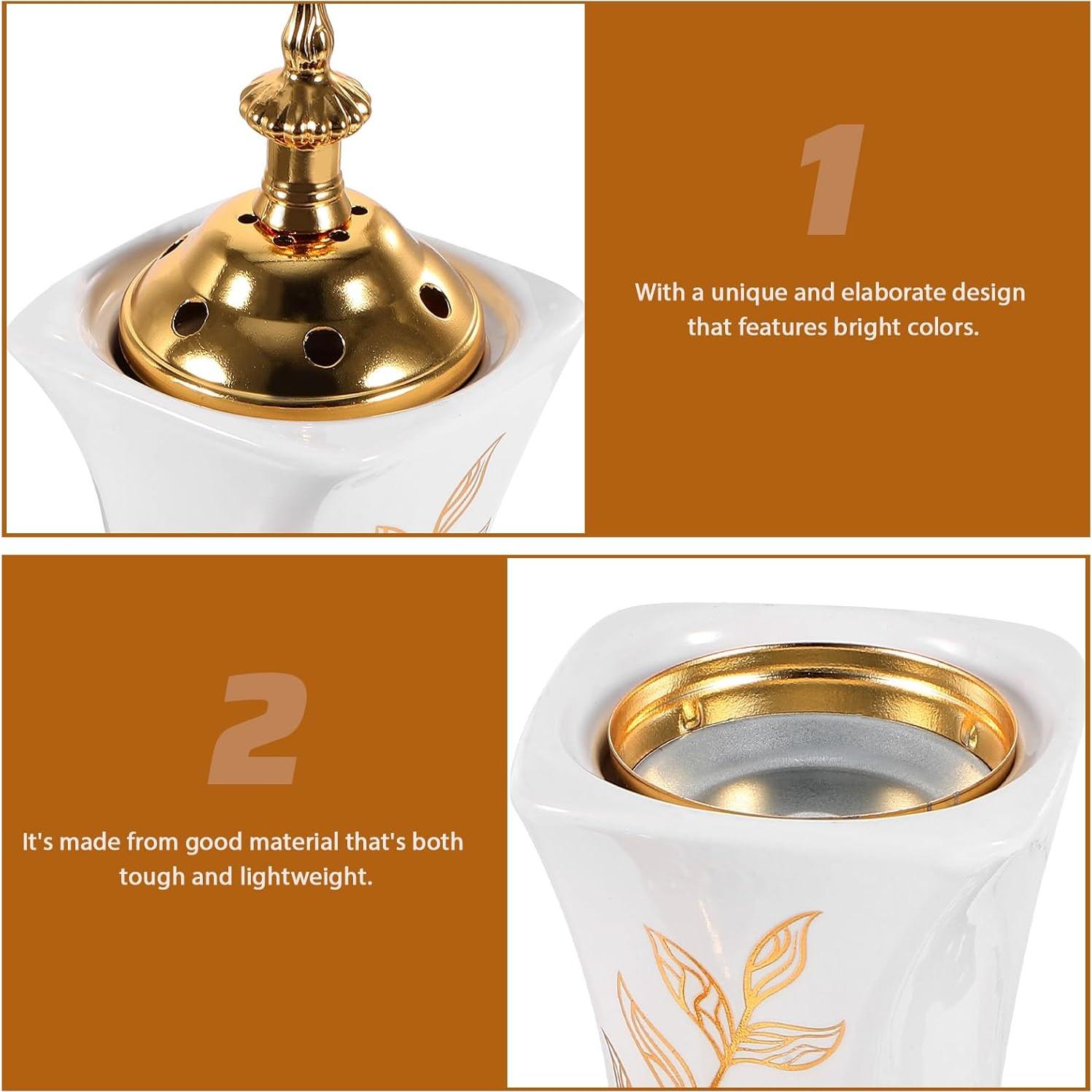 Quemador de Incienso Eléctrico HOMSFOU Cerámica y Metal 20x7cm