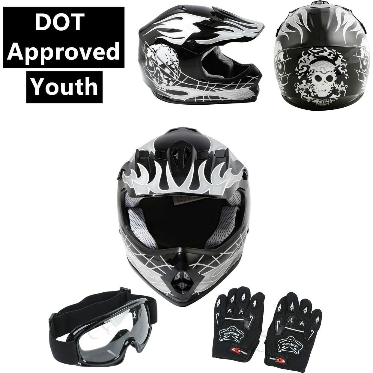 Casco de Motocross SLMOTO para Niños Pequeño Negro Calavera