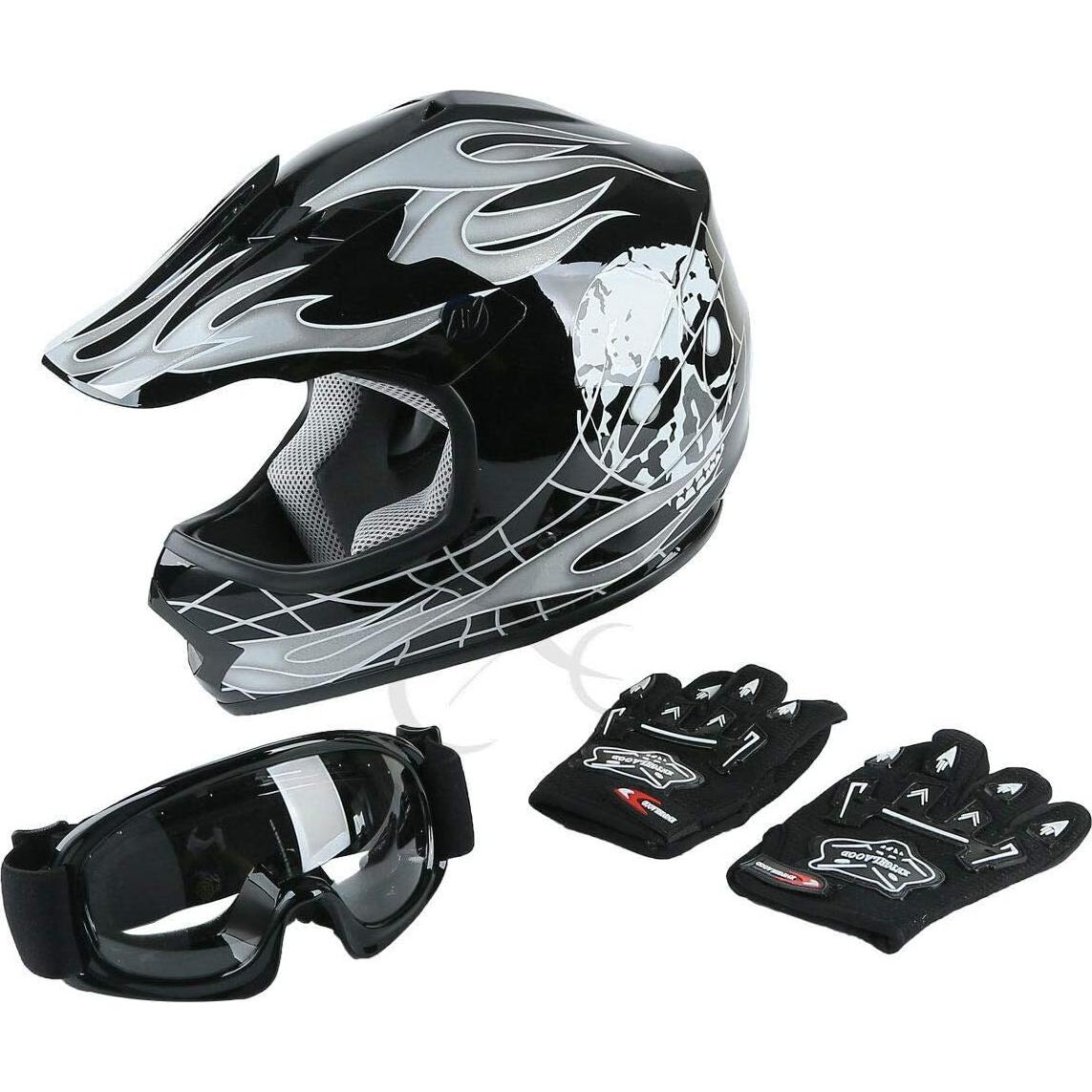 Casco de Motocross SLMOTO para Niños Pequeño Negro Calavera