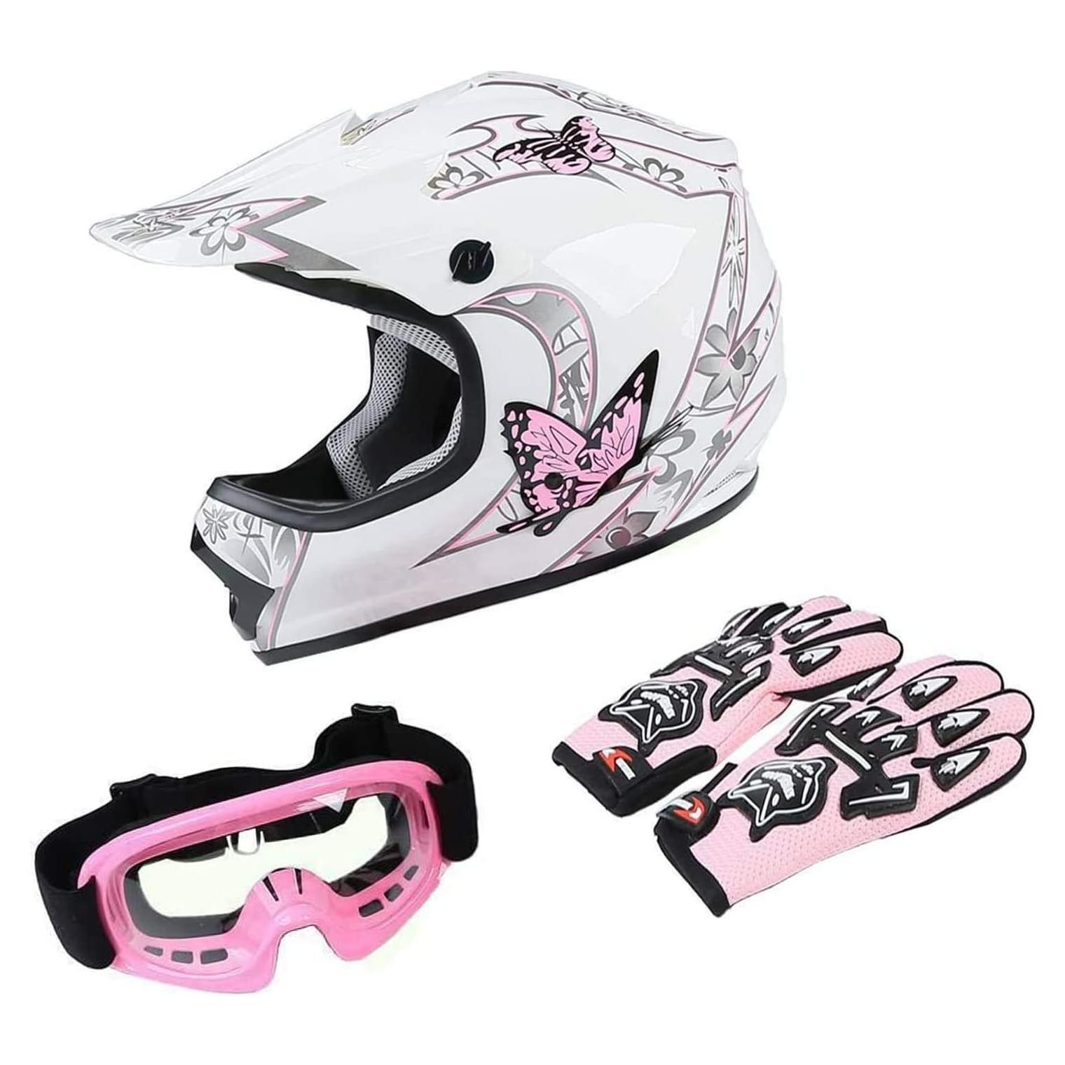 Casco SLMOTO ATV para Jóvenes Mariposa Rosa Grande