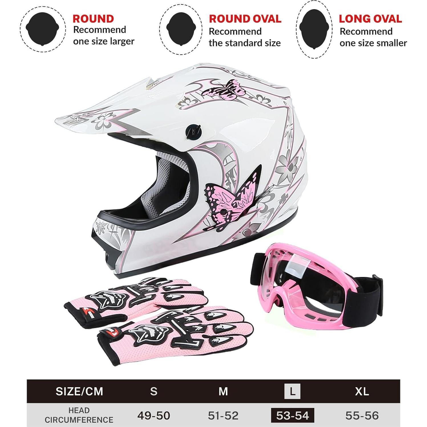 Casco SLMOTO ATV para Jóvenes Mariposa Rosa Grande