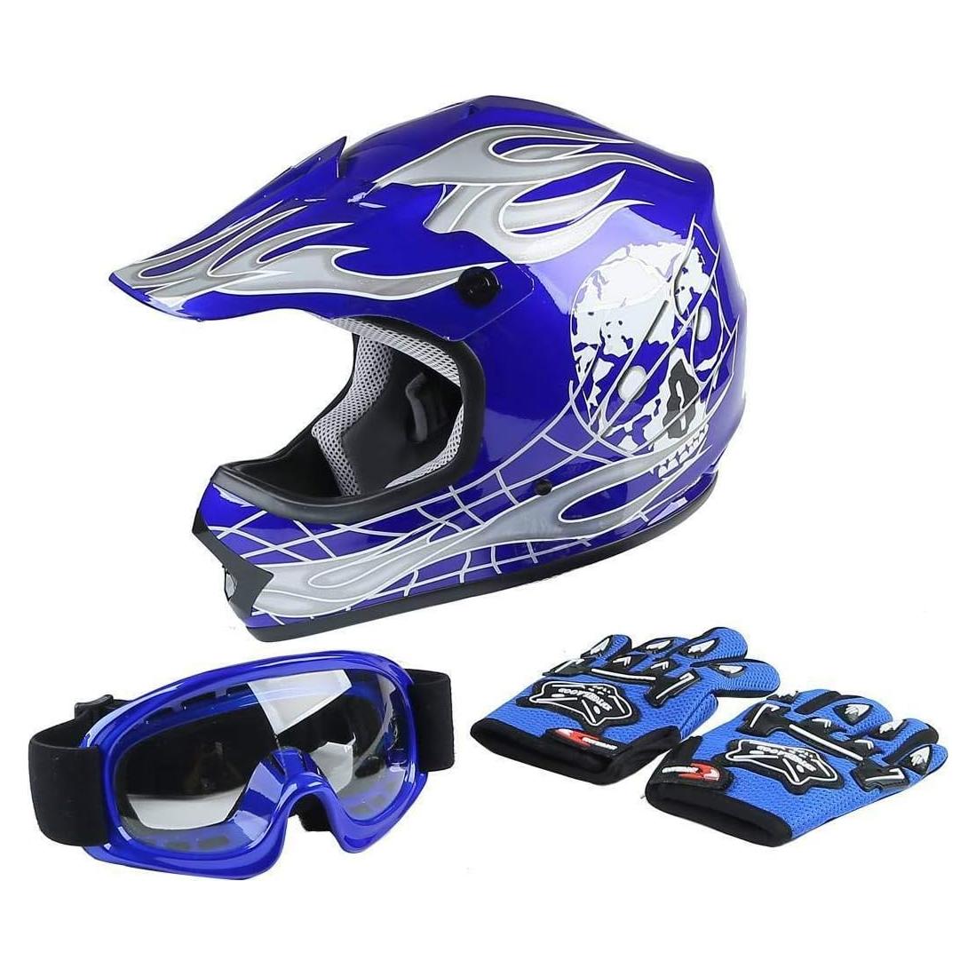 Casco SLMOTO ATV para Jóvenes Azul Calavera Grande