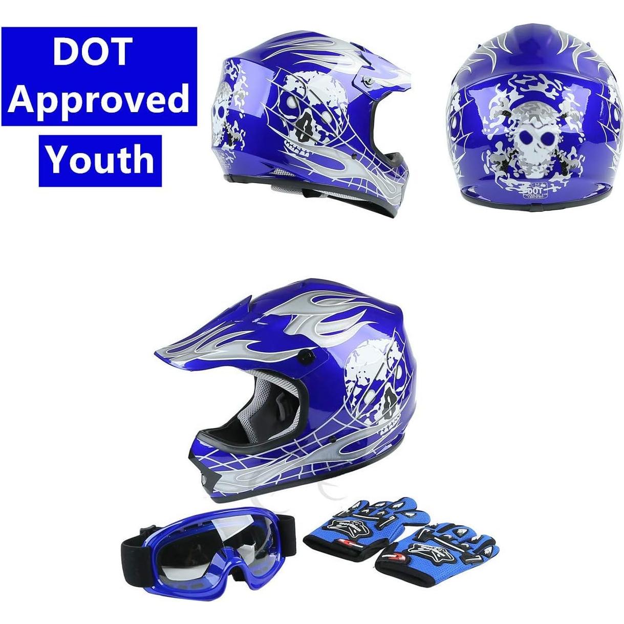 Casco SLMOTO ATV para Jóvenes Azul Calavera Grande