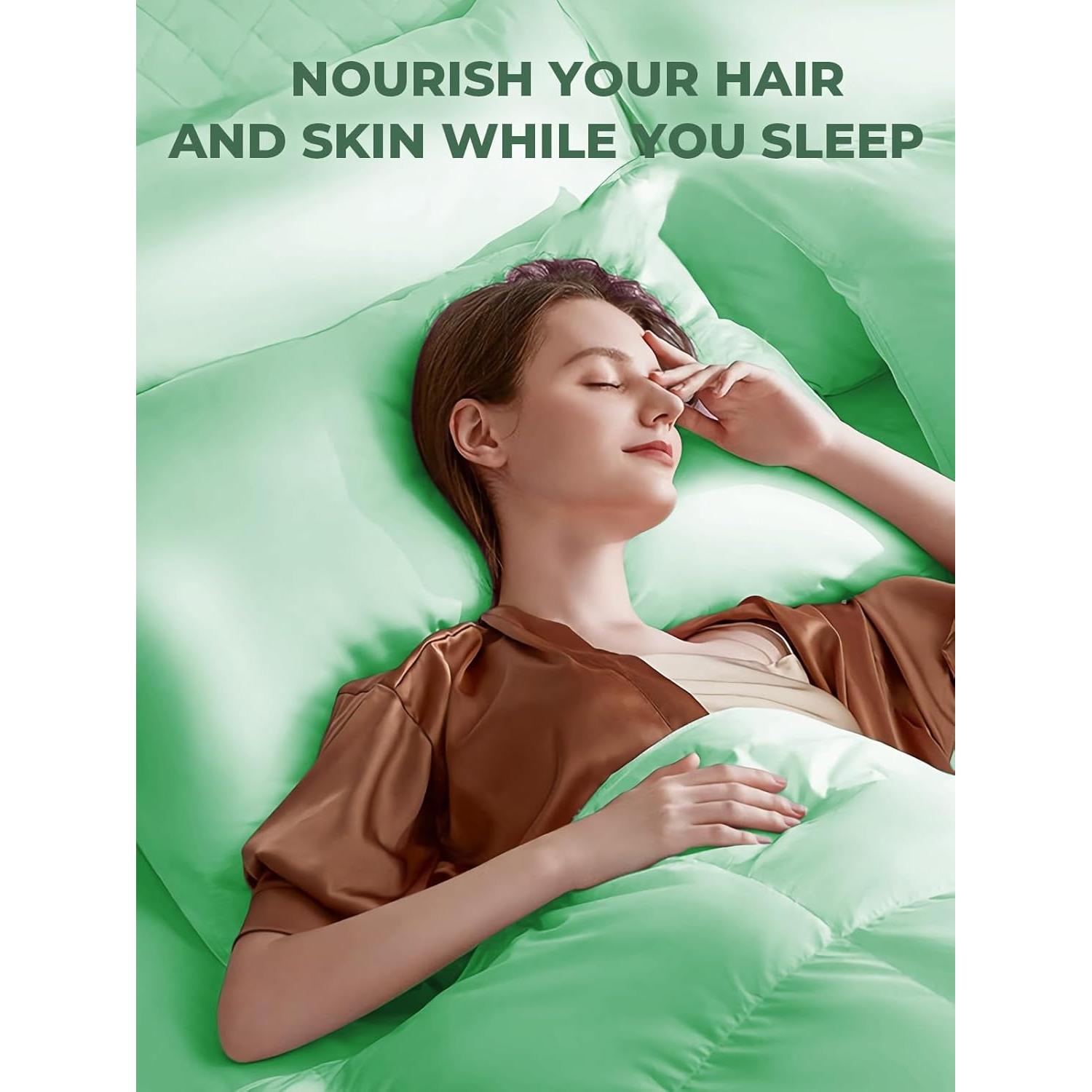 Funda de Almohada de Seda SGMSILK Reina 20x30 cm Verde Claro