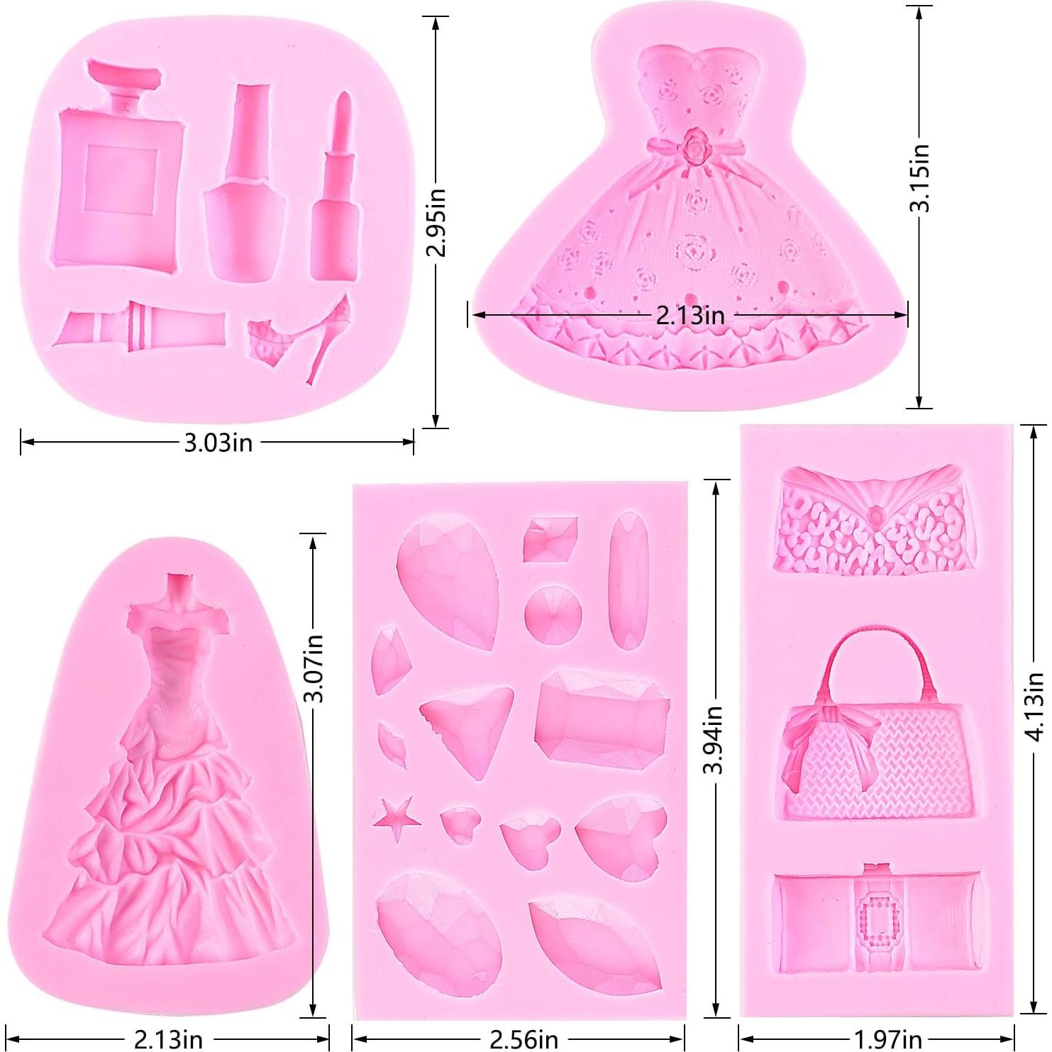 Moldes de Fondant de Silicona Muyulin - 5 Piezas Maquillaje