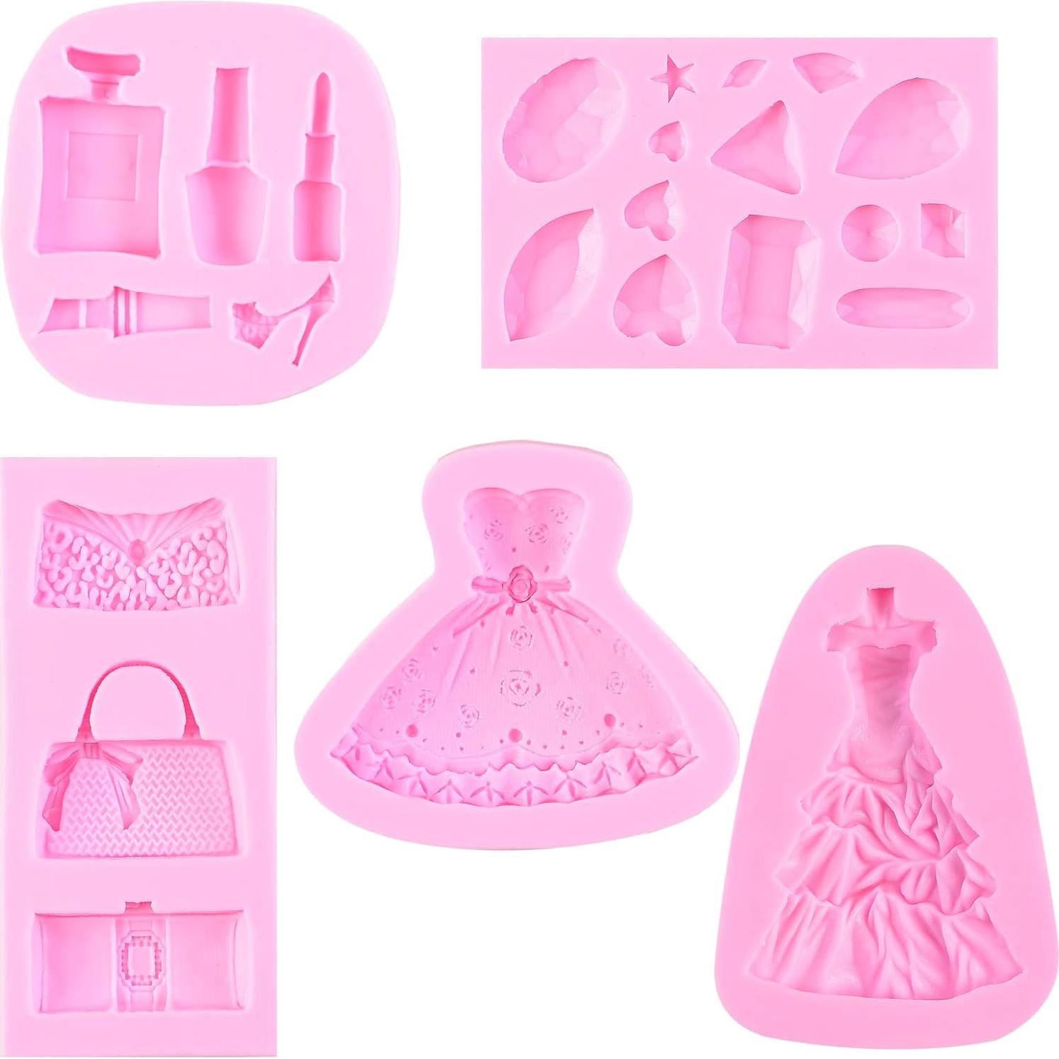 Moldes de Fondant de Silicona Muyulin - 5 Piezas Maquillaje