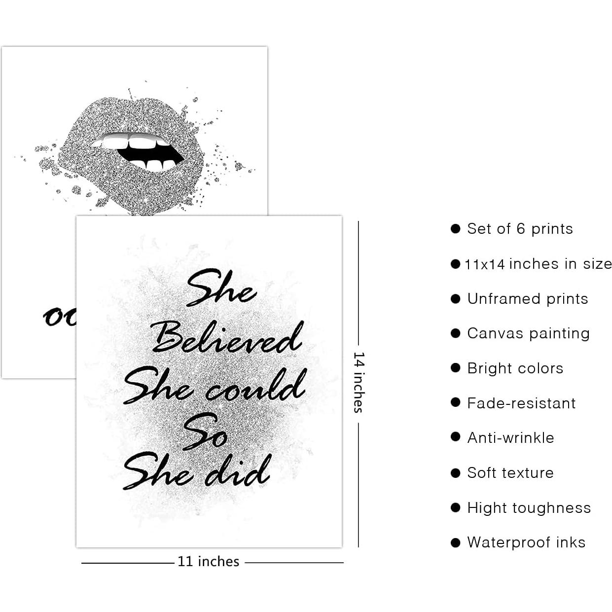 Conjunto de 6 Impresiones de Arte de Lienzo HoozGee 28x36cm