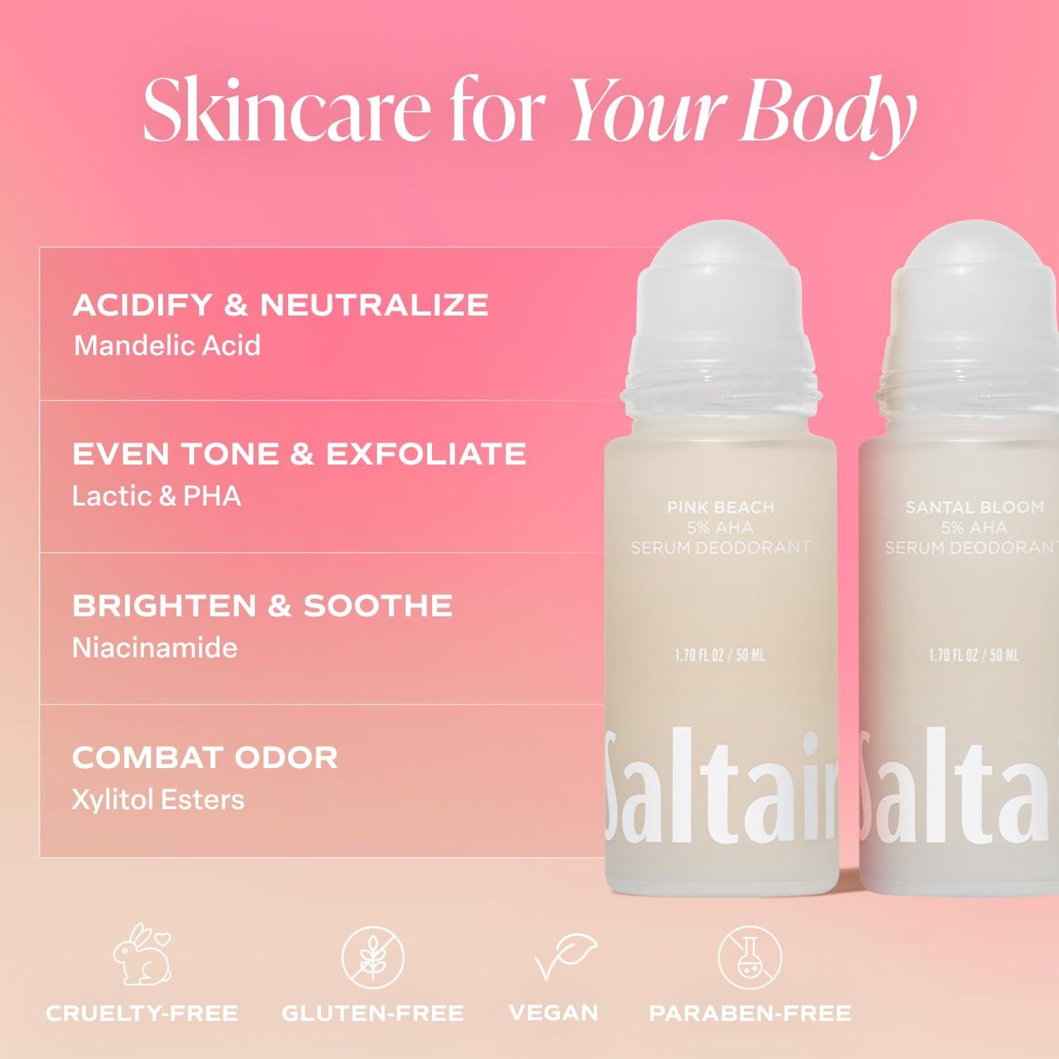 Desodorante Serum Saltair 2x48.2g AHA Control Olores Vegano