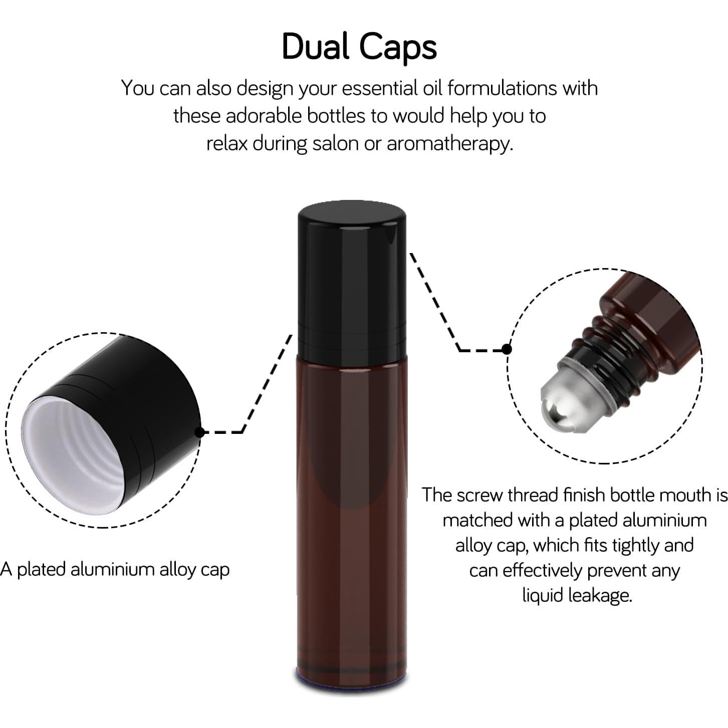 Set de 12 botellas de vidrio ámbar 10 ml para aceites esenciales