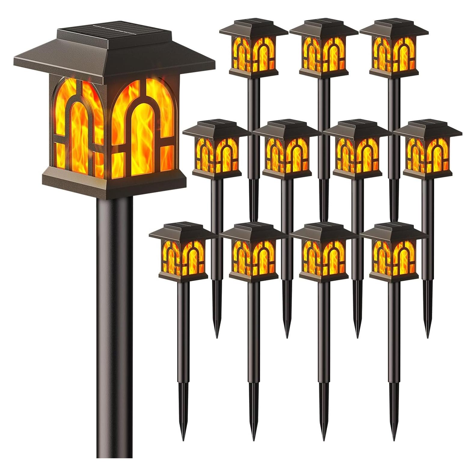 Luces Solares WdtPro 12 Piezas con Llama Parpadeante