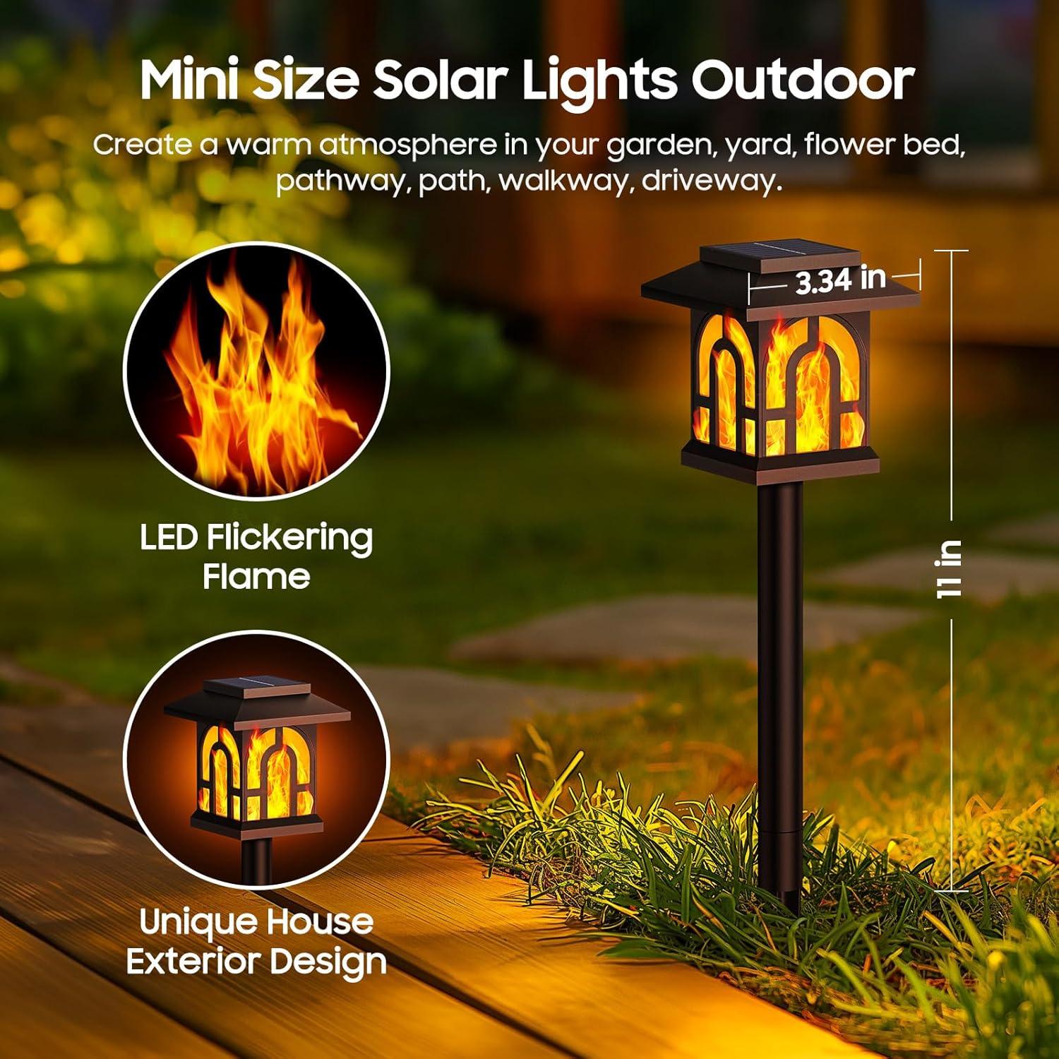 Luces Solares WdtPro 12 Piezas con Llama Parpadeante