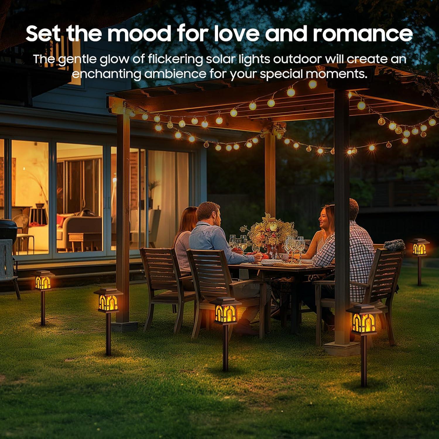 Luces Solares WdtPro 12 Piezas con Llama Parpadeante