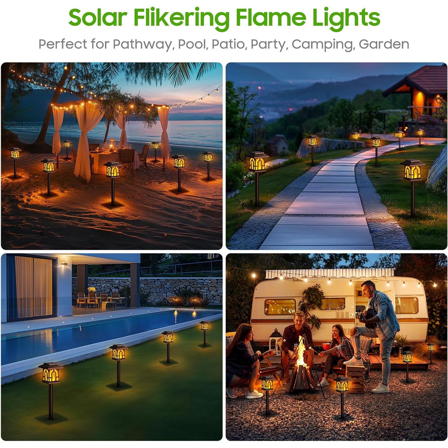 Luces Solares WdtPro 12 Piezas con Llama Parpadeante