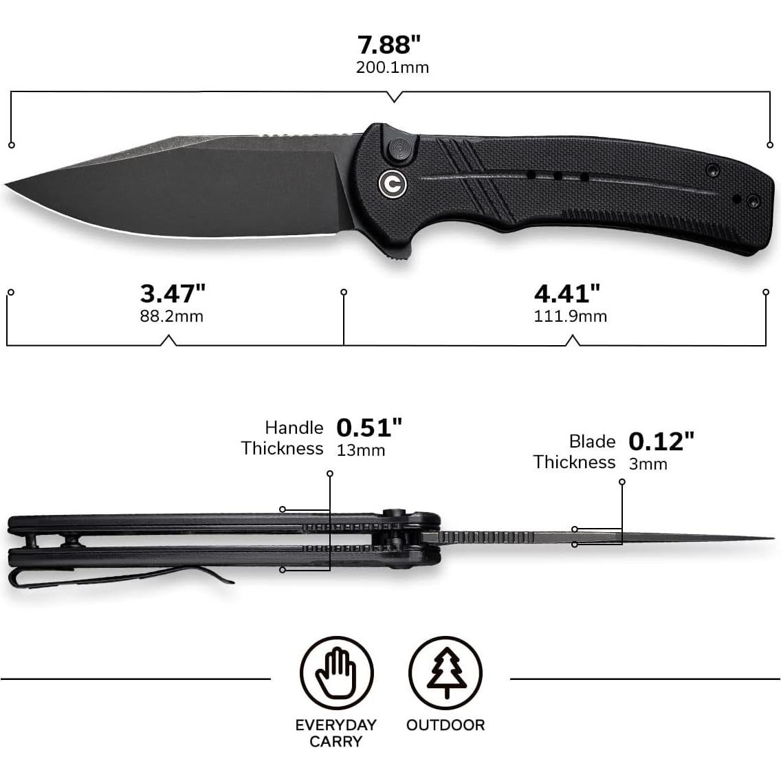 Cuchillo de Bolsillo CIVIVI C20038D-1, Hoja 8.81 cm, Mango G10