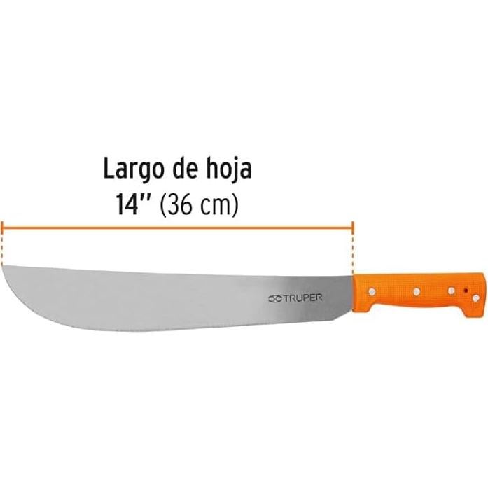 Machete Truper T-460-14P Mango Naranja 36 cm Acero Inoxidable