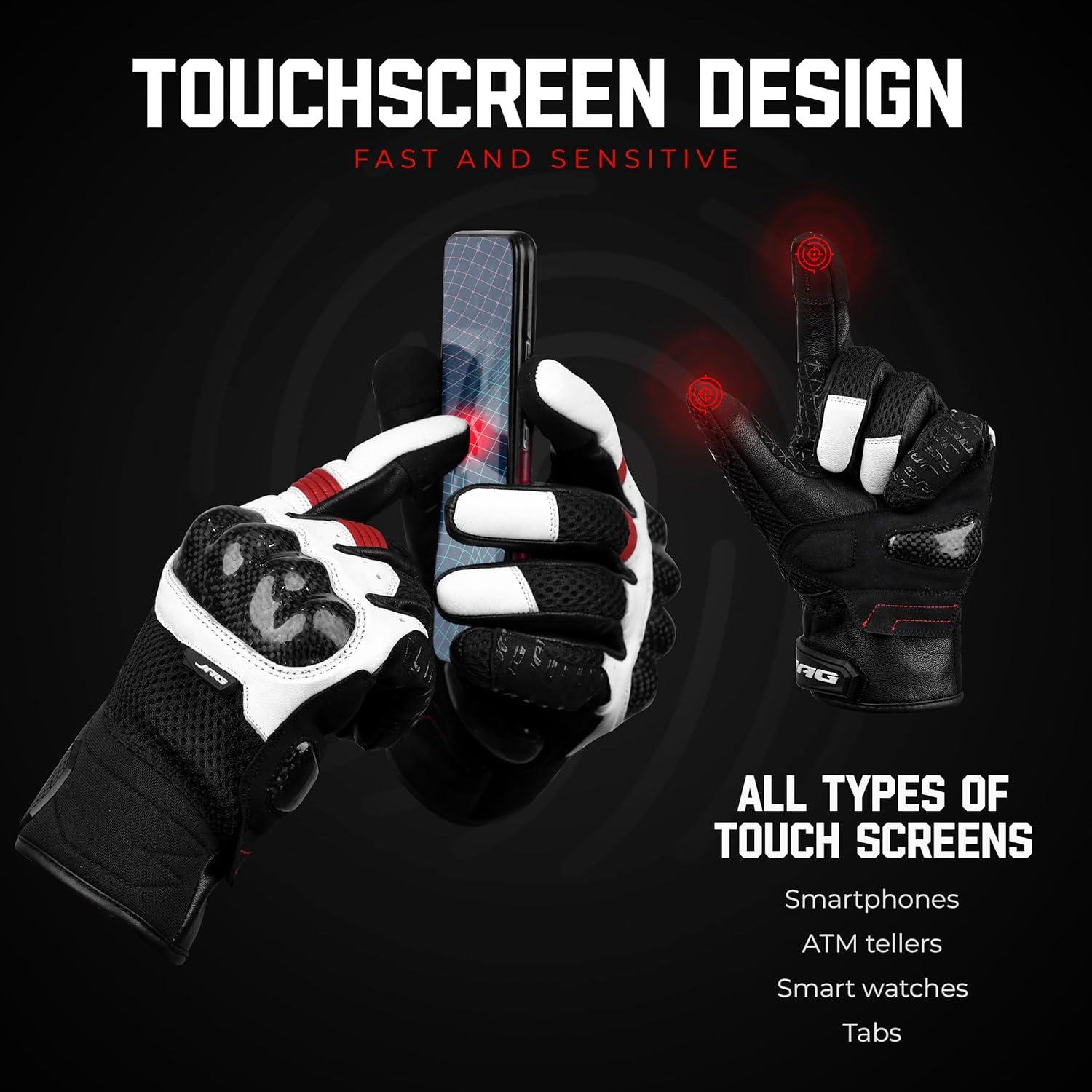 Guantes de Moto J.A.G. de Cuero - Protección Táctil y Ajuste