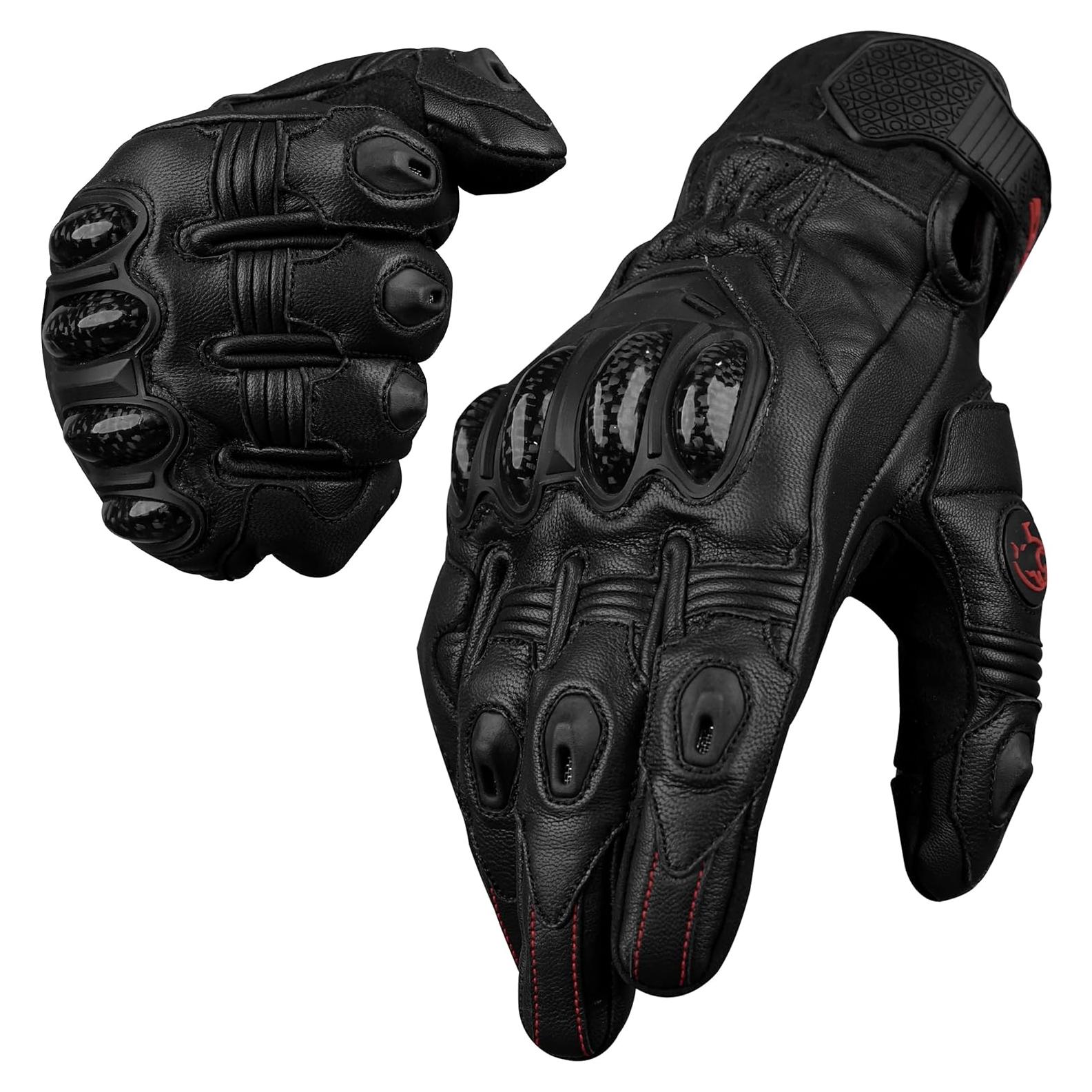 Guantes de Moto J.A.G. de Cuero con Protección Táctil