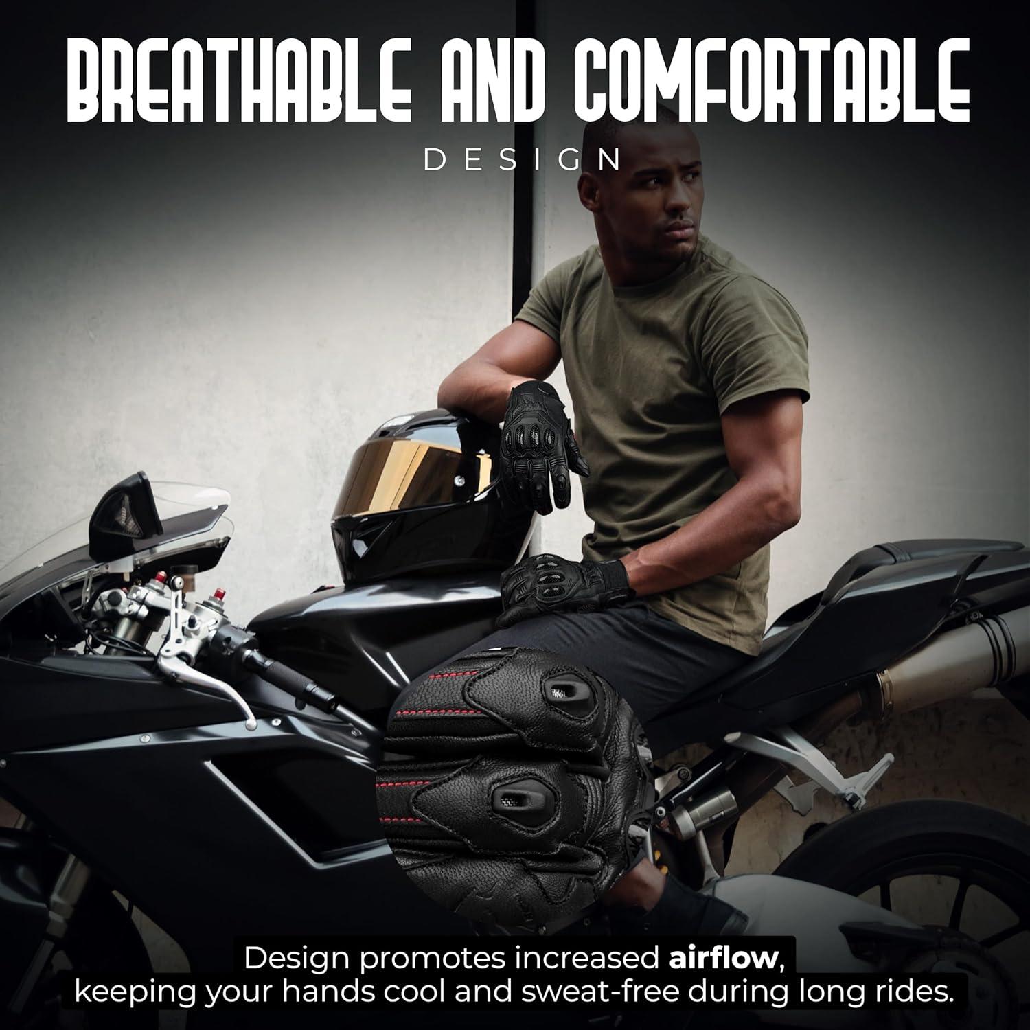 Guantes de Moto J.A.G. de Cuero con Protección Táctil