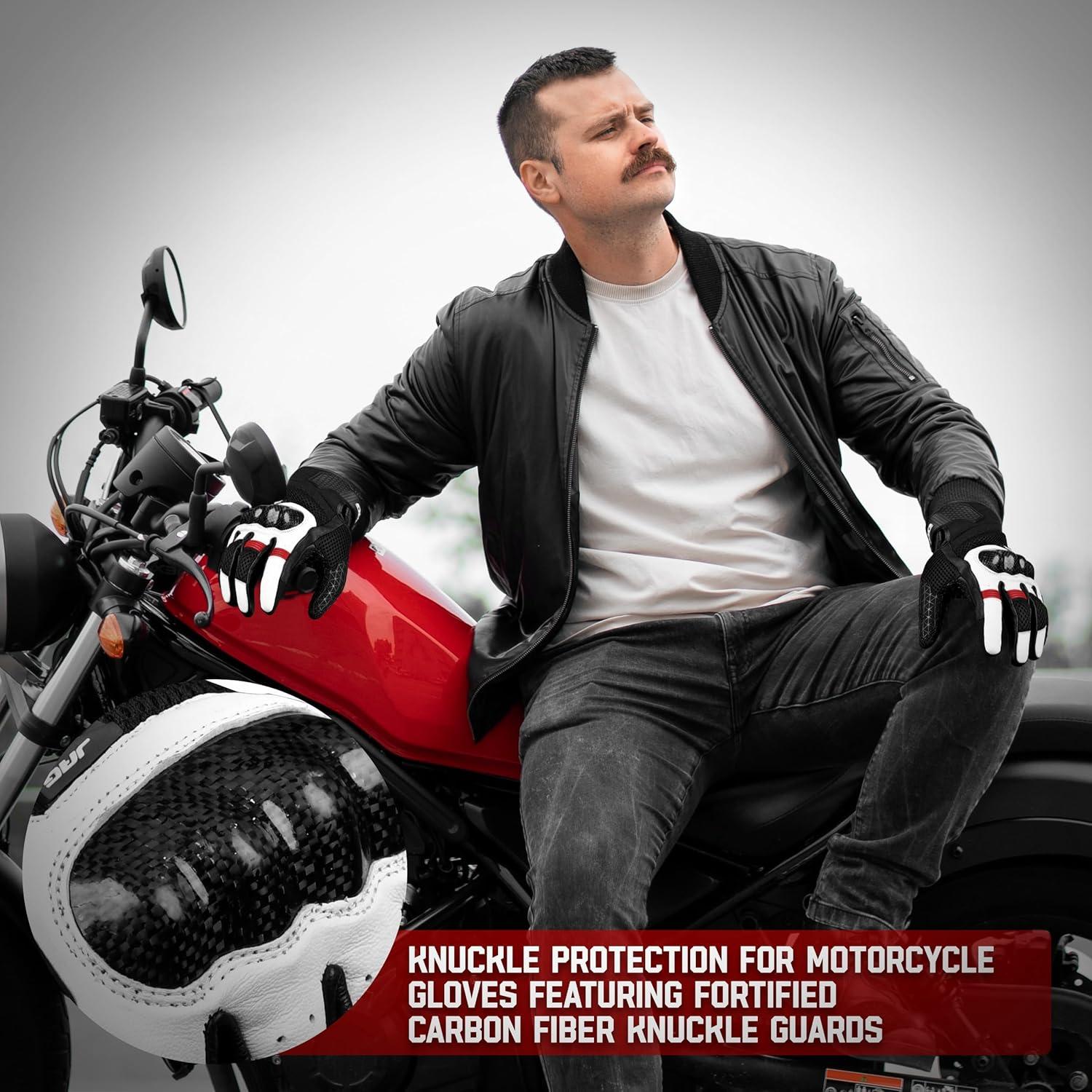 Guantes de Moto J.A.G. de Cuero con Protección Táctil