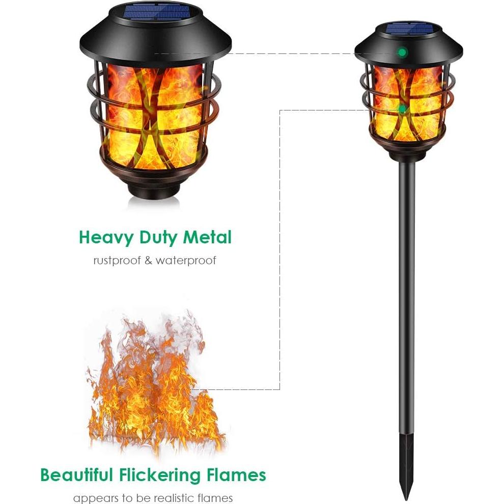 Antorchas Solares TomCare de Metal 4 Piezas con Llama Realista