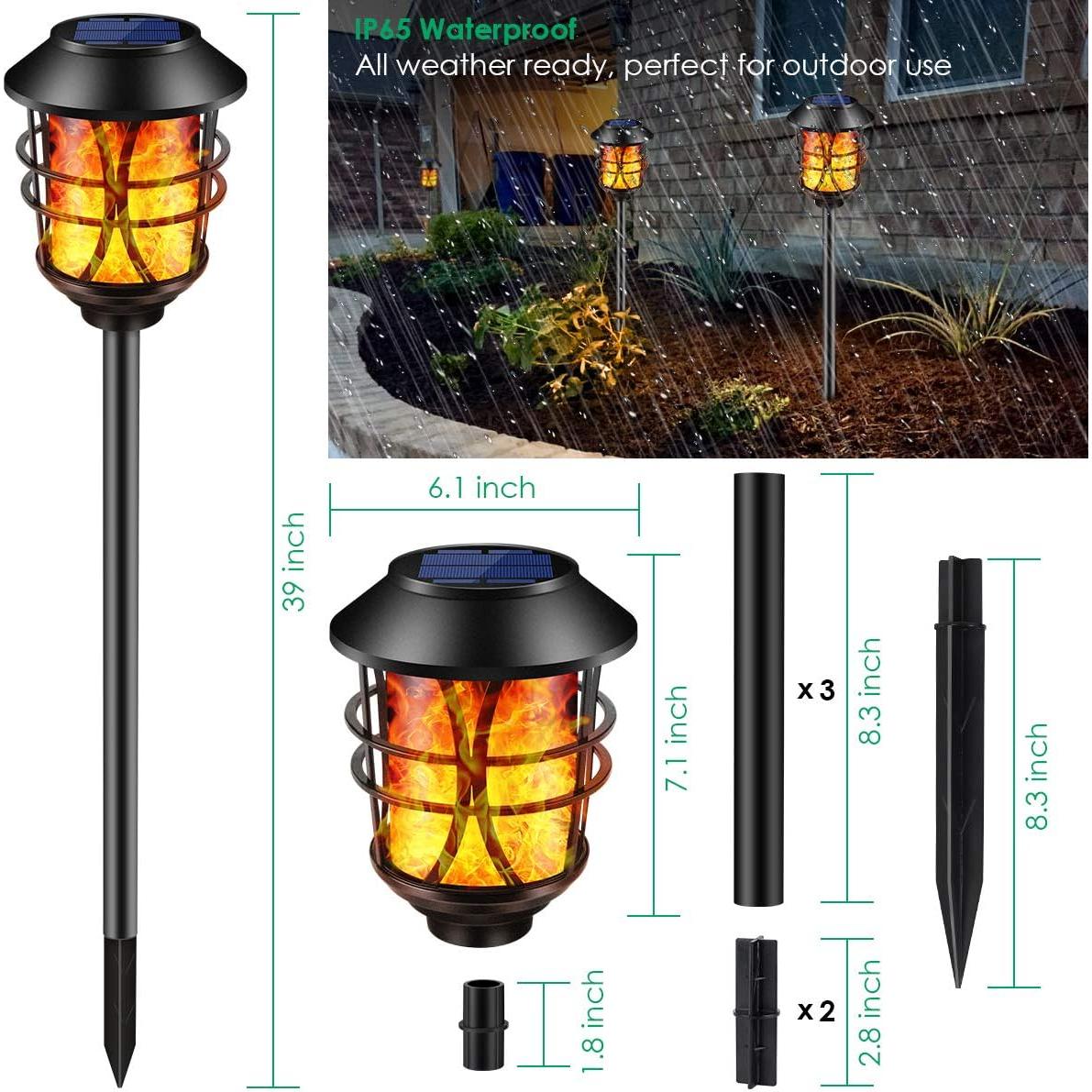 Antorchas Solares TomCare de Metal 4 Piezas con Llama Realista