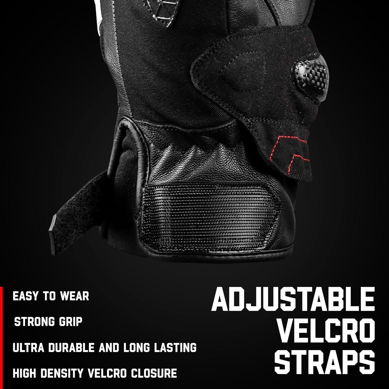 Guantes de Moto J.A.G. de Cuero Negro 3X - Protección Táctil