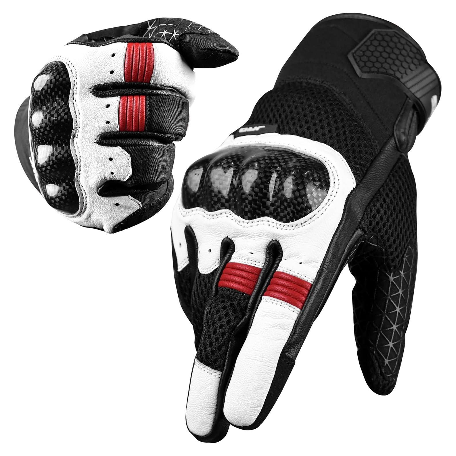 Guantes de Moto J.A.G. Cuero Negro 3XL Táctiles y Protectores