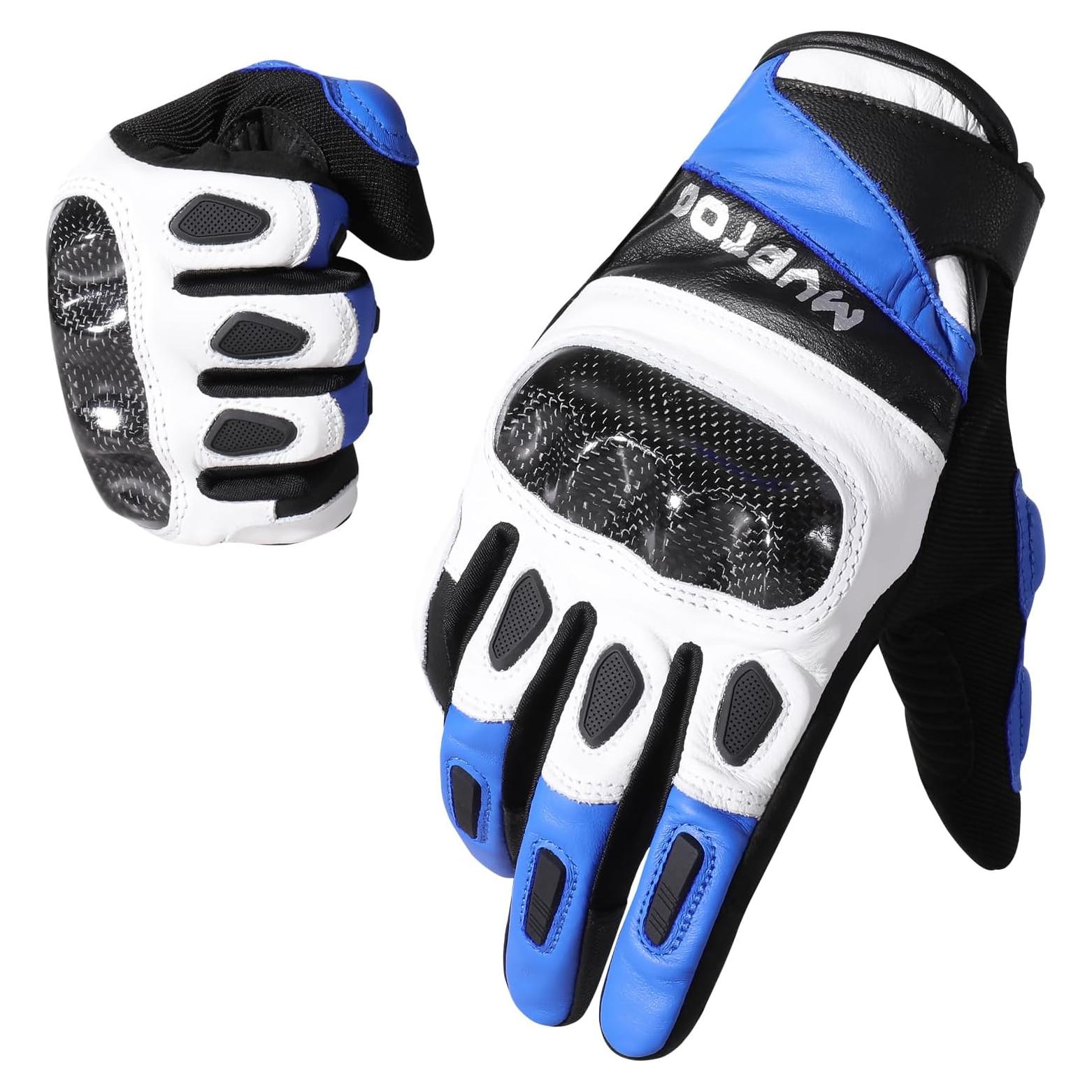 Guantes de Motocicleta WTACTFUL Medianos de Cuero Negro