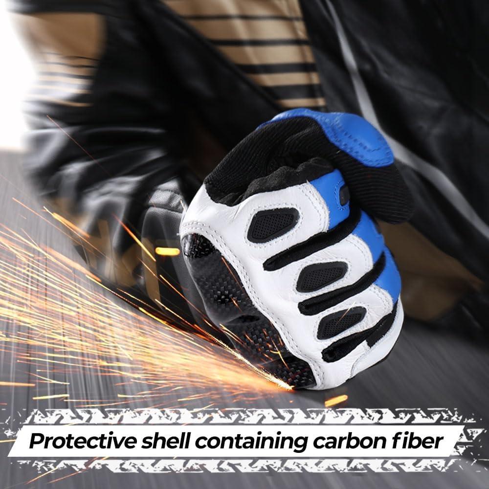 Guantes de Motocicleta WTACTFUL Medianos de Cuero Negro