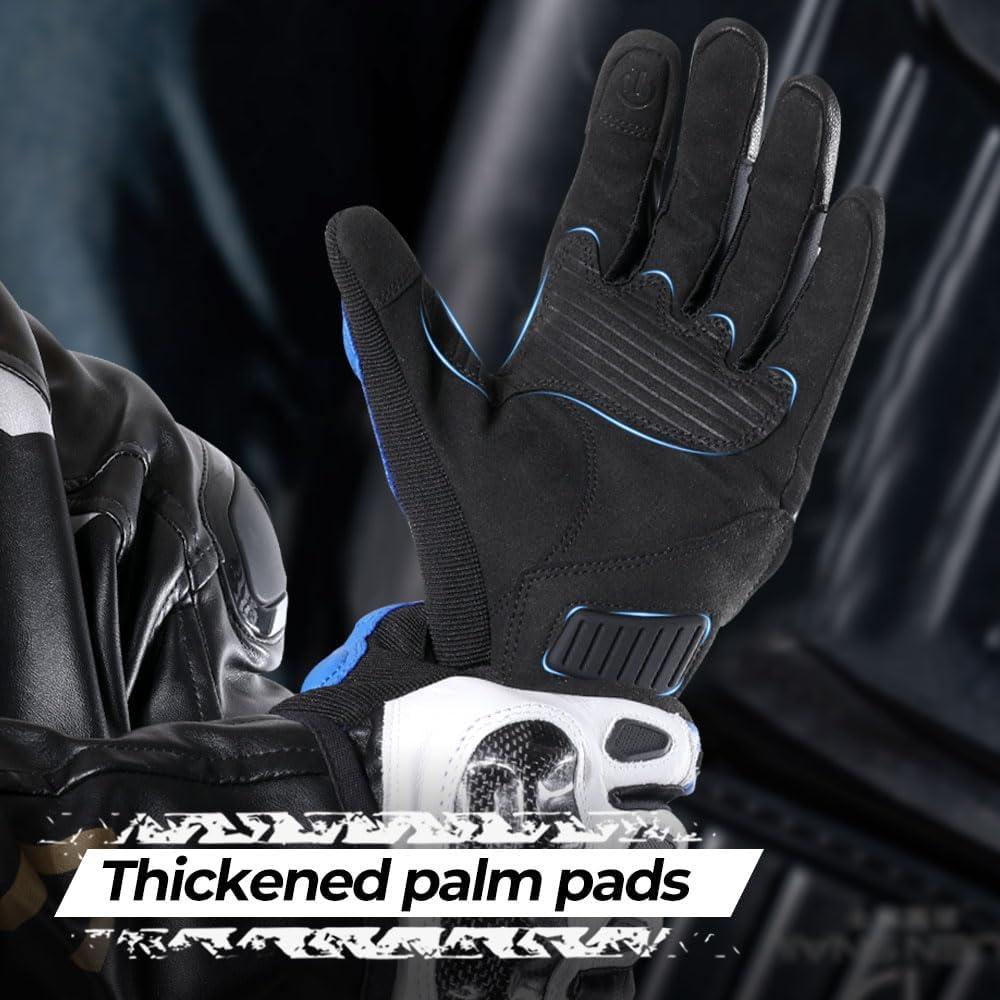 Guantes de Motocicleta WTACTFUL Medianos de Cuero Negro