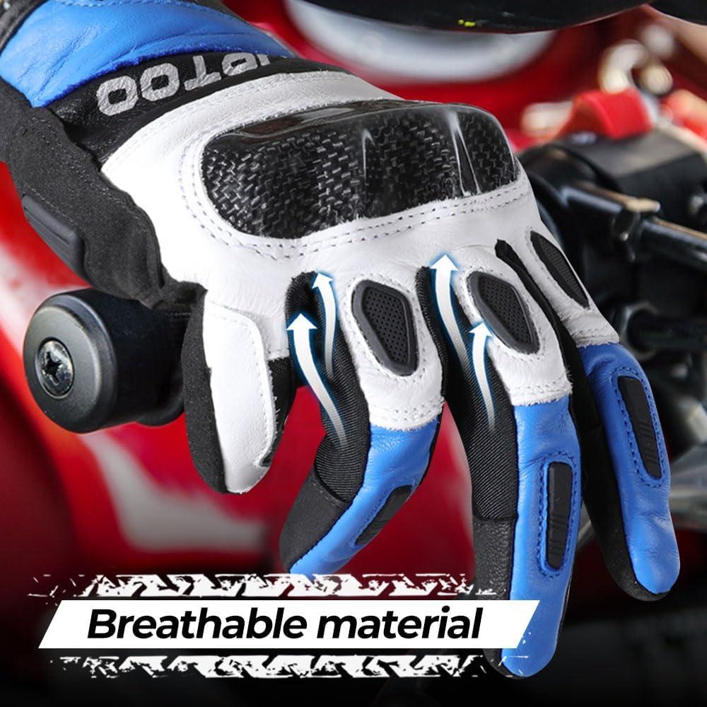 Guantes de Motocicleta WTACTFUL Medianos de Cuero Negro