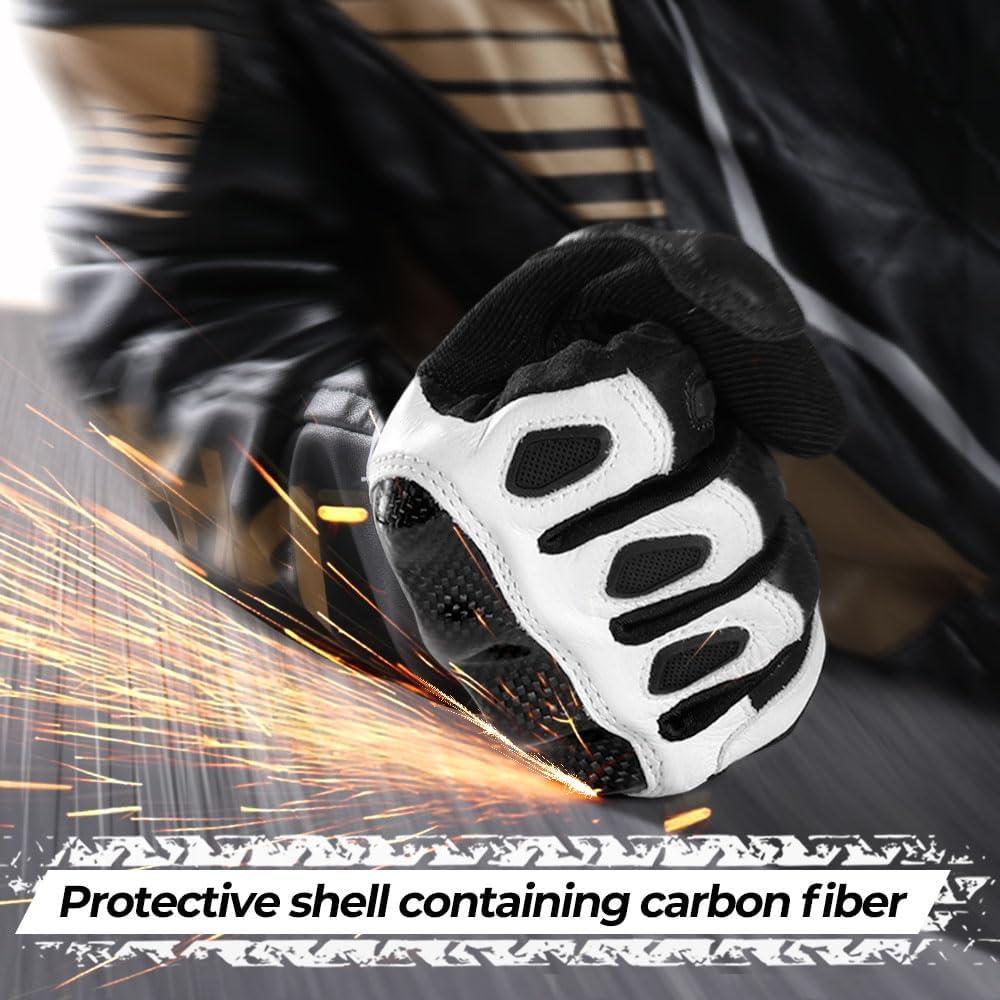 Guantes de Motocicleta WTACTFUL Medianos de Cuero Negro