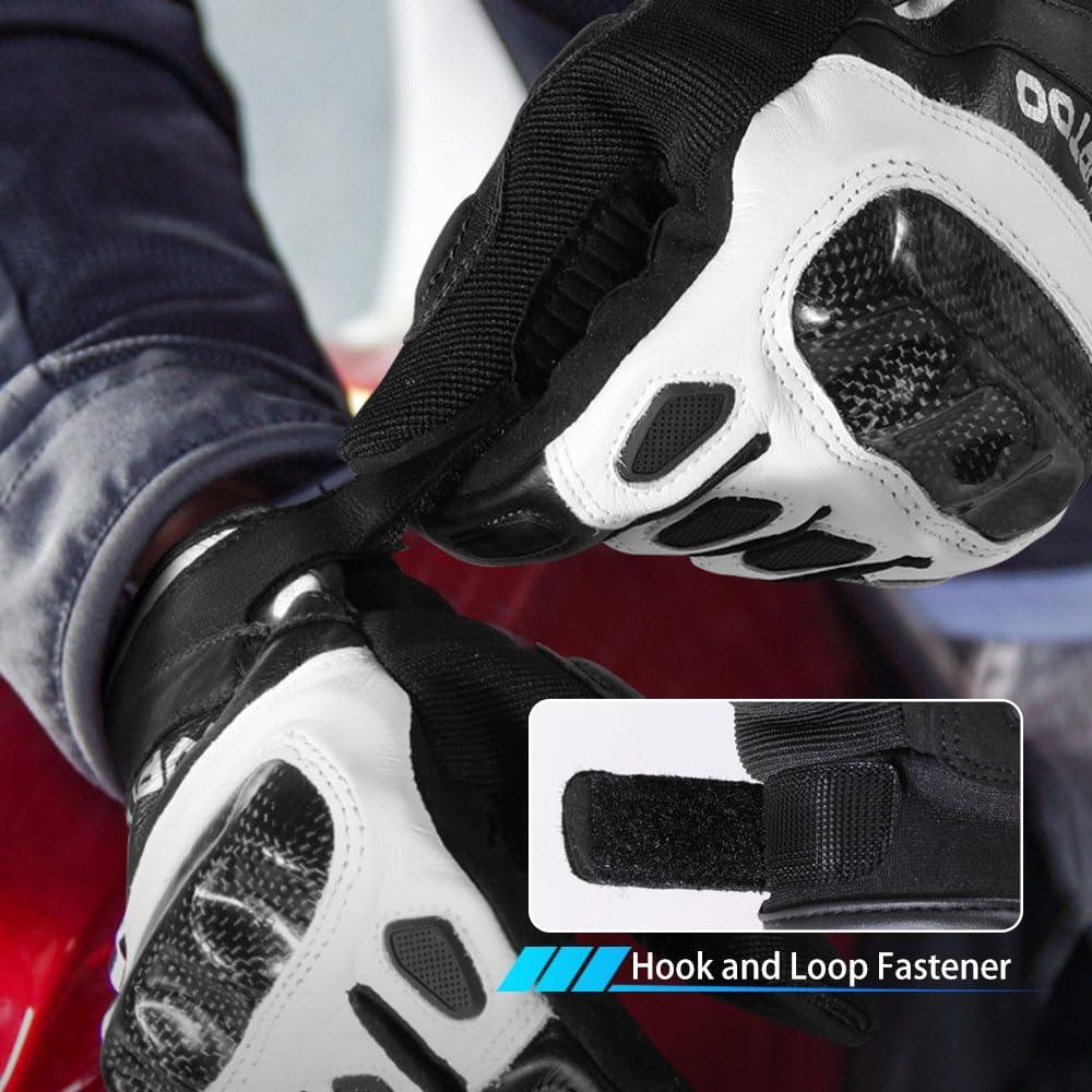 Guantes de Motocicleta WTACTFUL Medianos de Cuero Negro