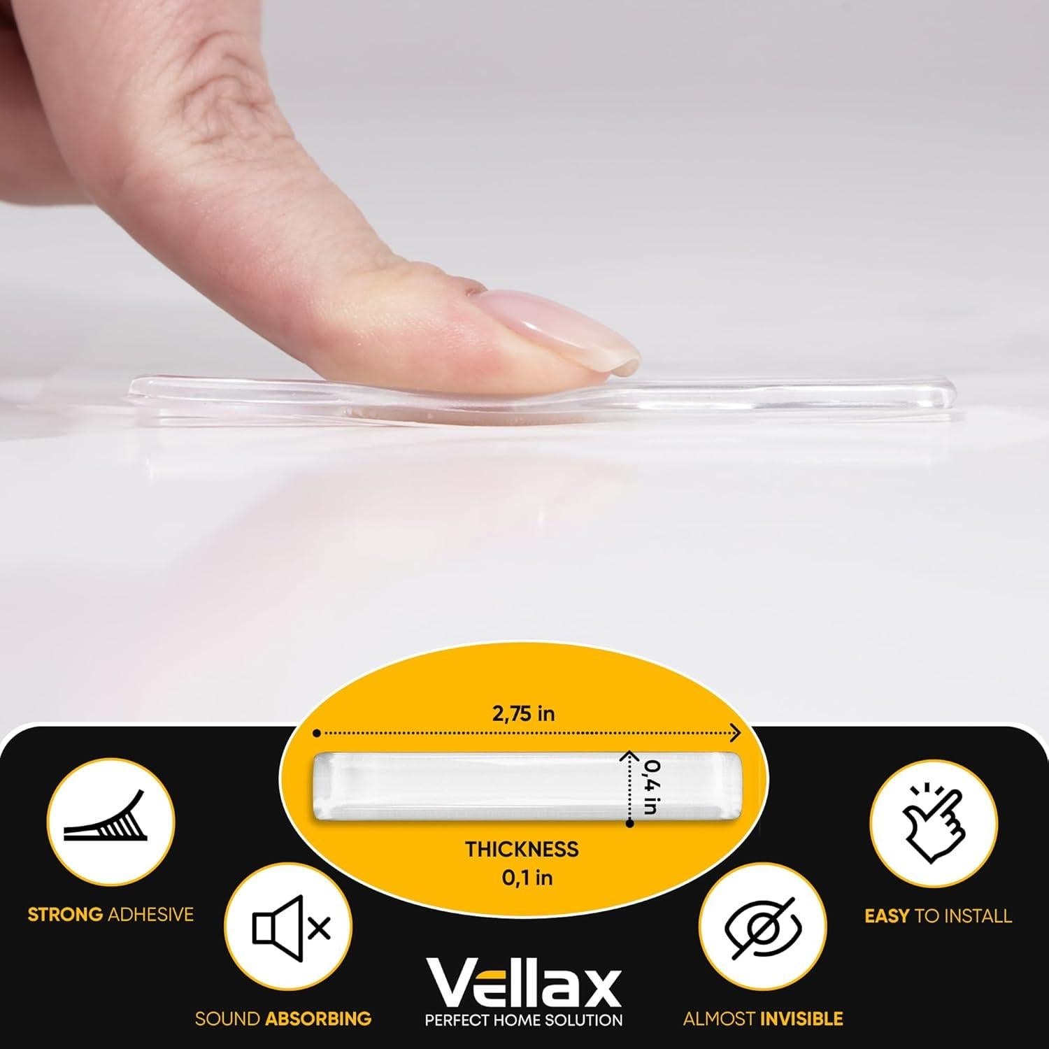 20 Tiras de Silicona Transparente Vellax 7.1x1 cm Antideslizantes