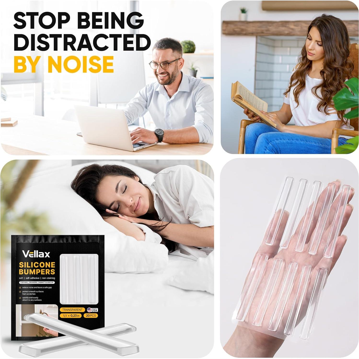 20 Tiras de Silicona Transparente Vellax 7.1x1 cm Antideslizantes