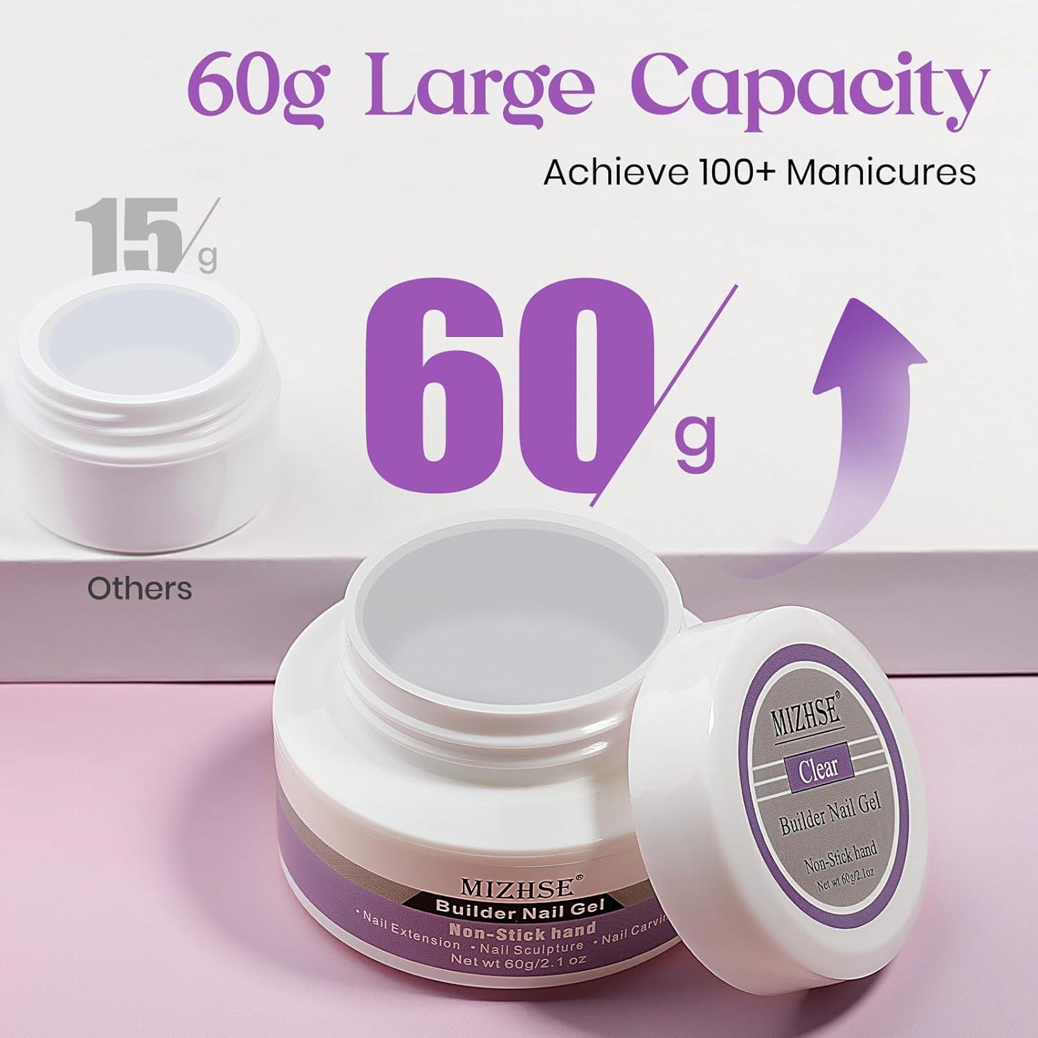 Gel Constructor Sólido MIZHSE 60g Transparente para Uñas 3D