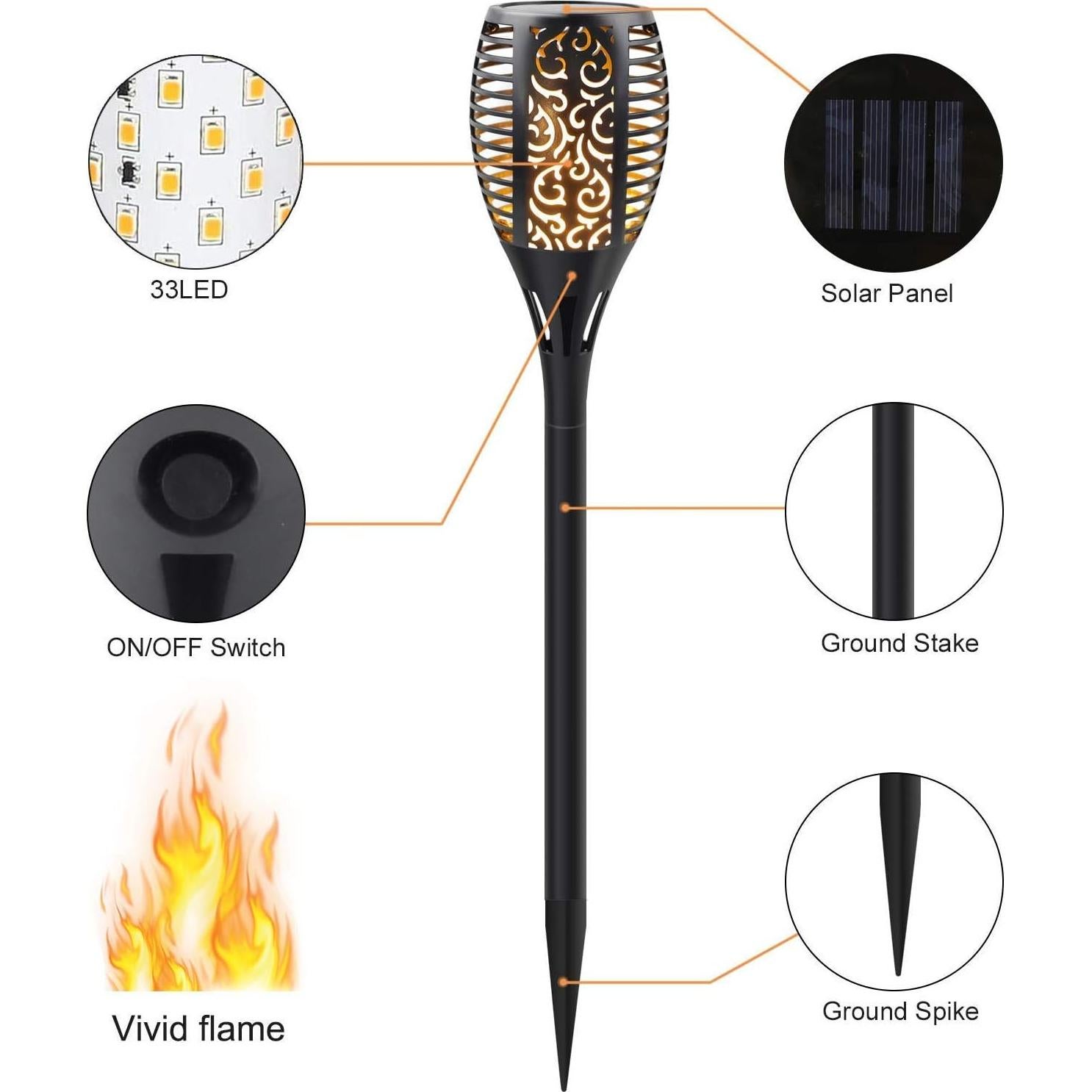 Luces de antorcha solar Permande 8 unidades efecto llama