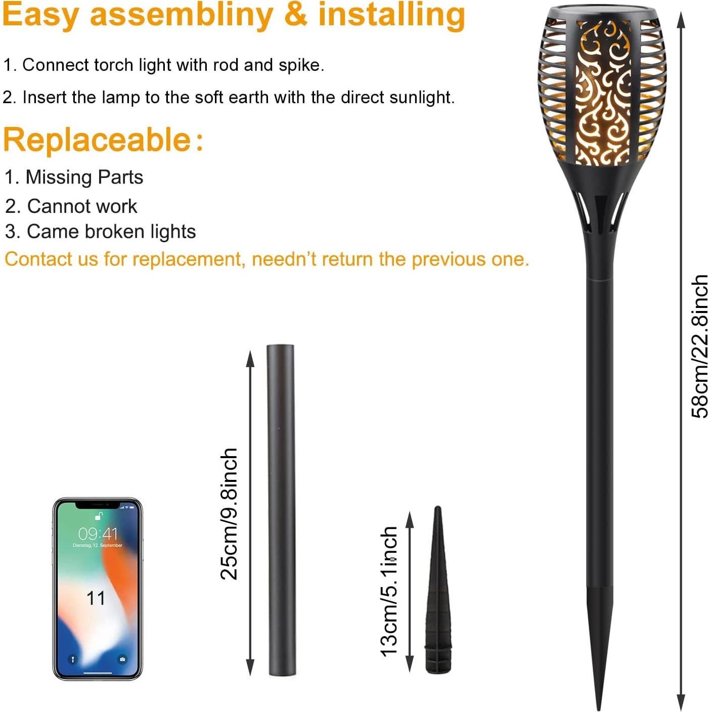 Luces de antorcha solar Permande 8 unidades efecto llama